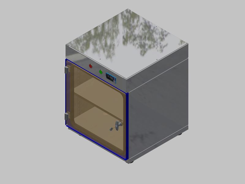 Trockenlagerschrank-ITN-600-1 mit 2 Fachböden pro Kompartiment und Sockelauführung mit Stellfüssen
