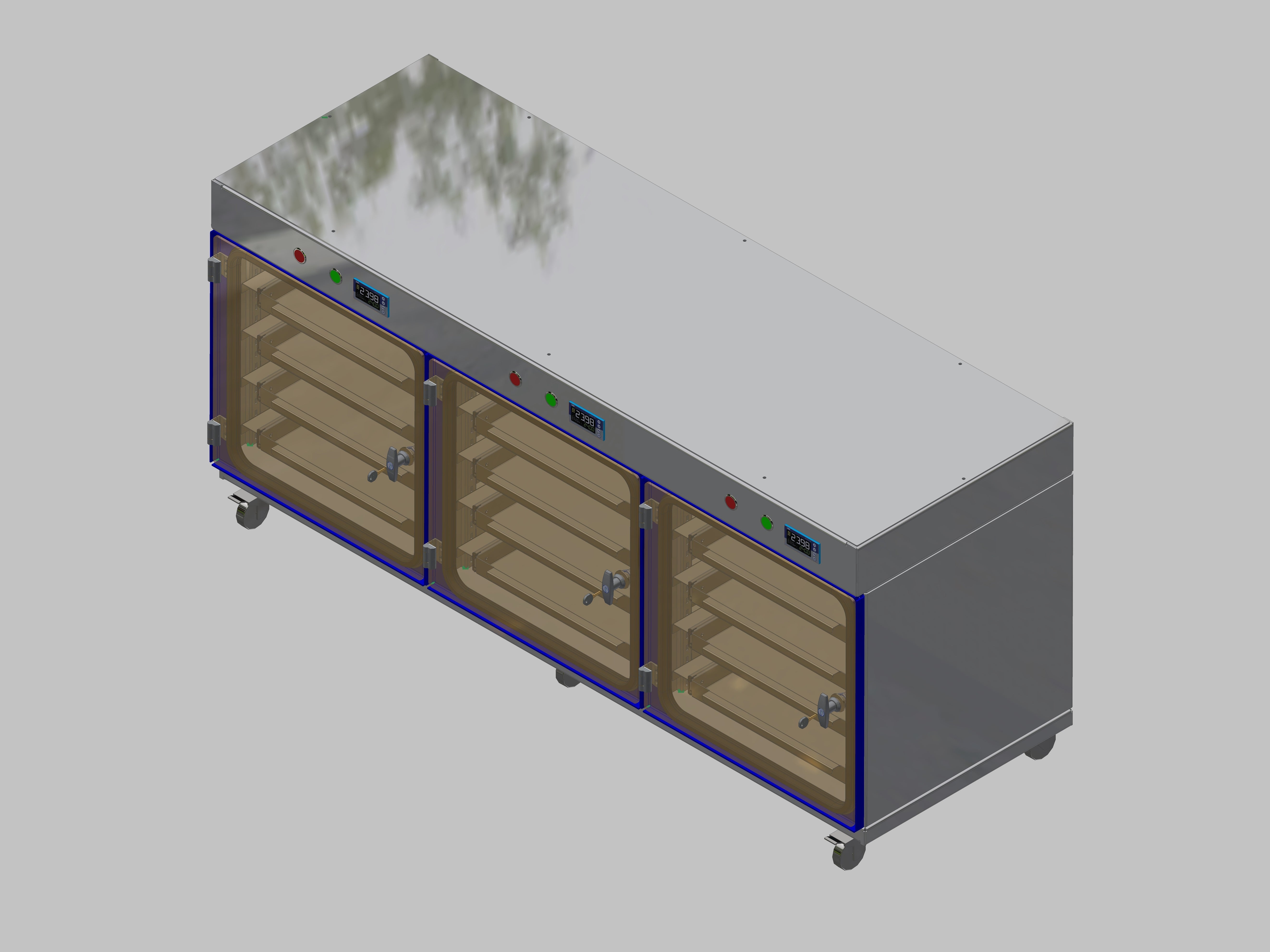 Armoire de rangement sèche-ITN-1800-3 avec 4 tiroirs par compartiment et conception de base avec roulettes