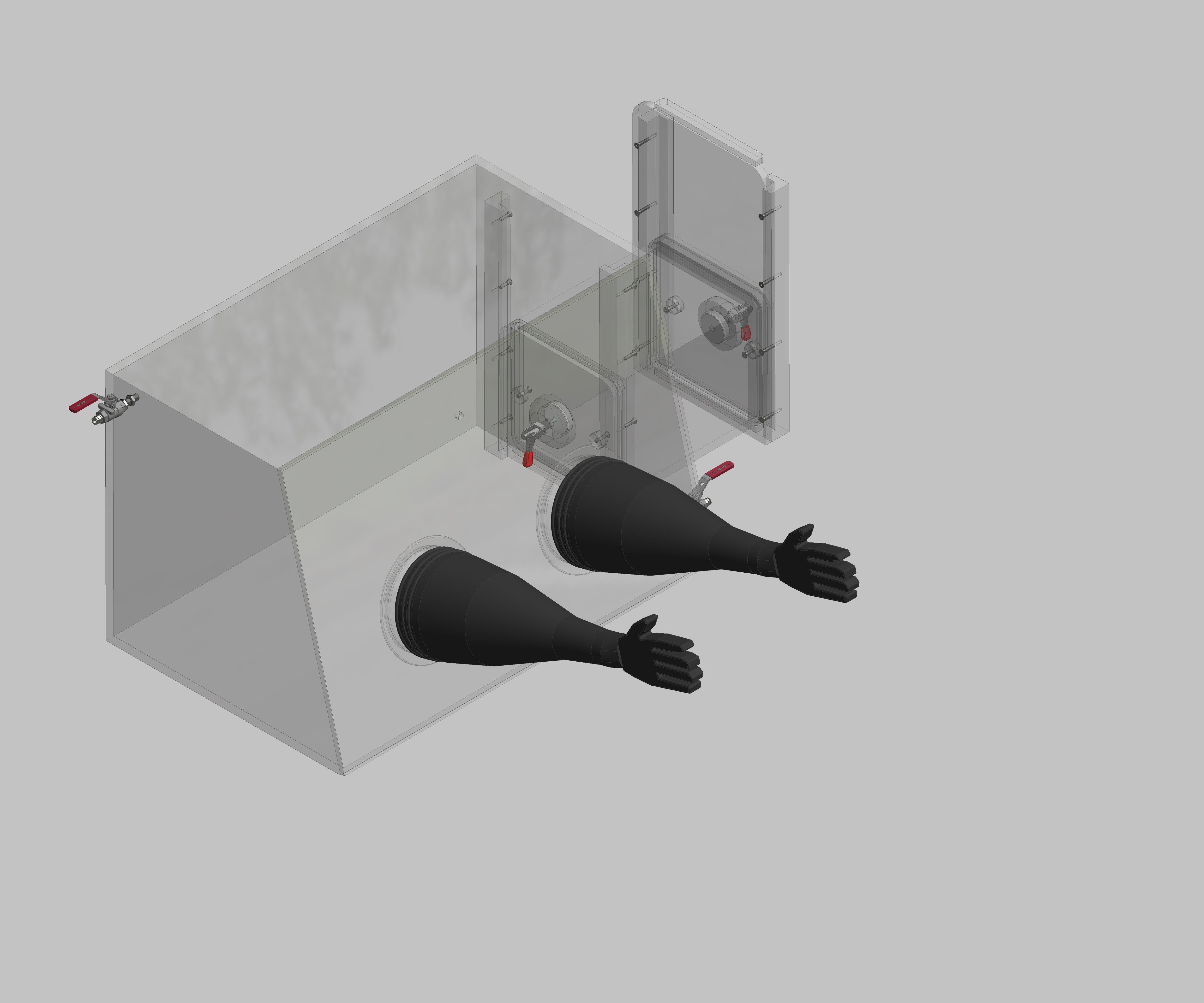 Boîte à gants en acrylique > Remplissage de gaz : à la main, version frontale : standard, version latérale : serrure rectangulaire