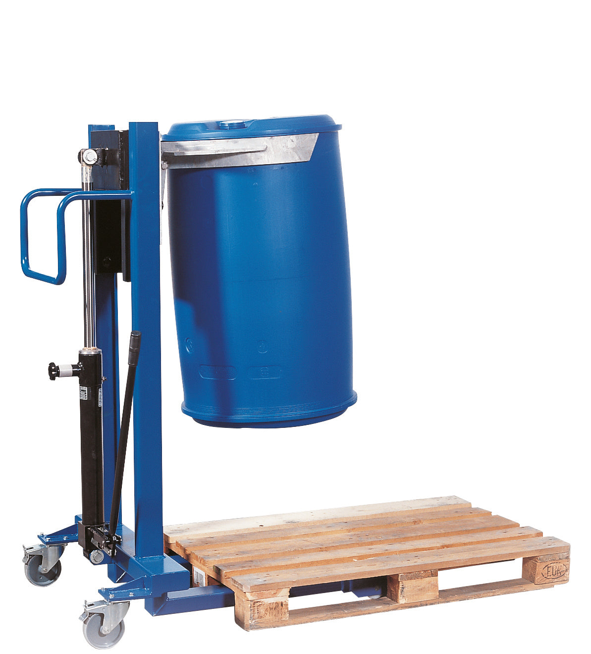 Drum lifter steel blue, for 300 kg, steel painted