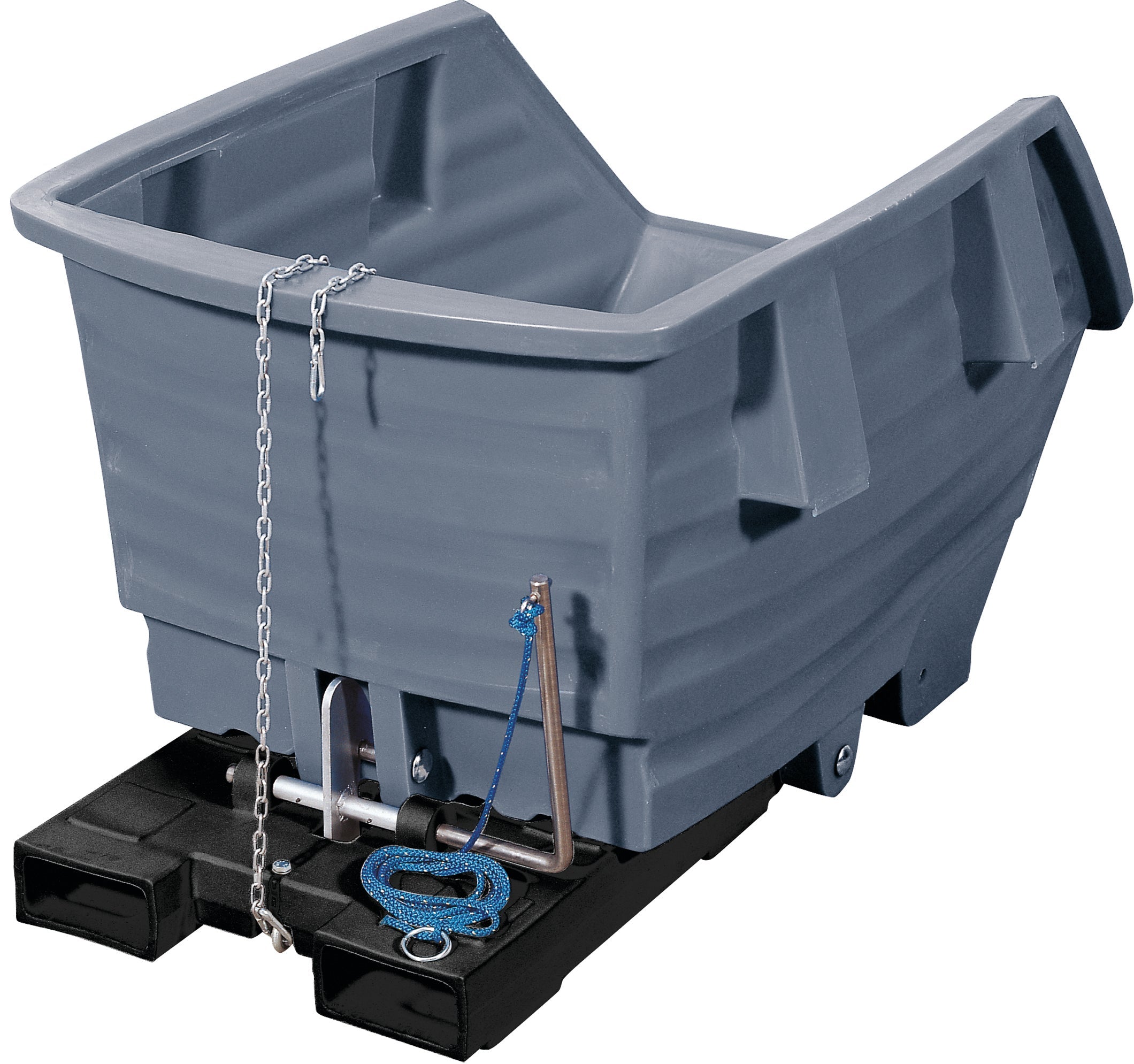 Tipping container PE grey without swivel castors, 500 L, 1530x790x960, polyethylen