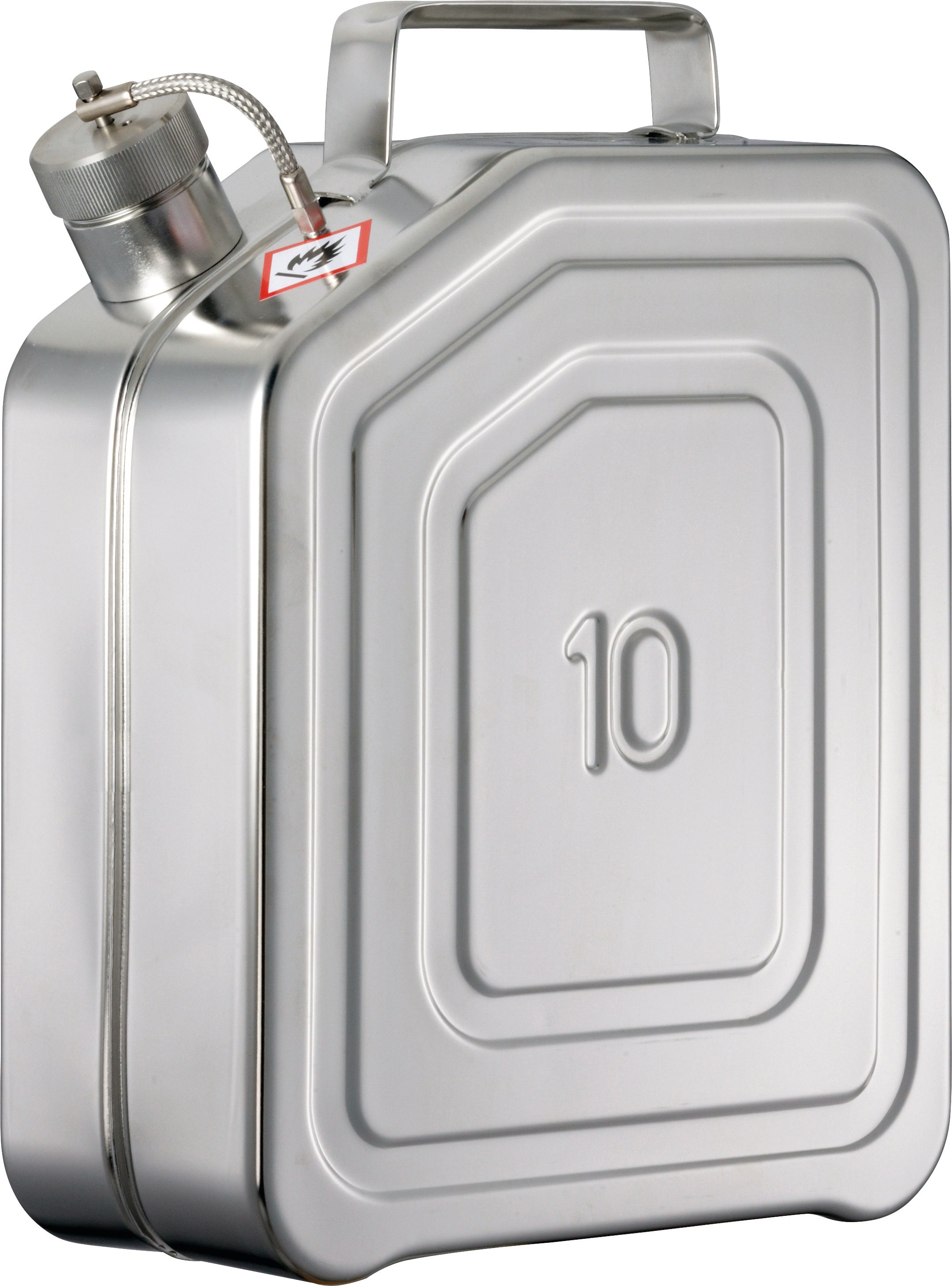 Transportkanister Edelstahl (1.4571), Inhalt: 10 Liter, Edelstahl 1.4301 poliert