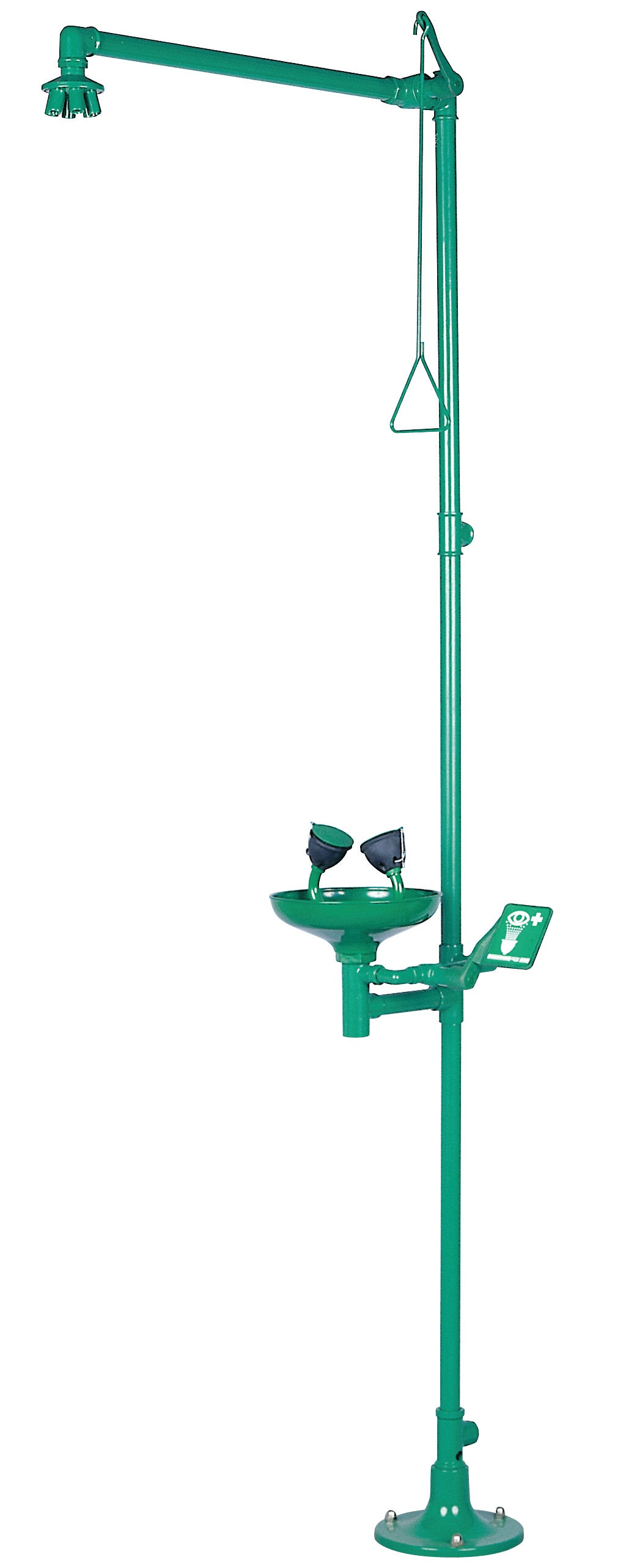 Body shower steel green, free standing, steel powder-coated smooth