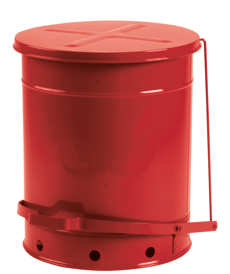 Disposal bin sh.steel red, 52 L with foot pedal, sheet steel galvanized and painted
