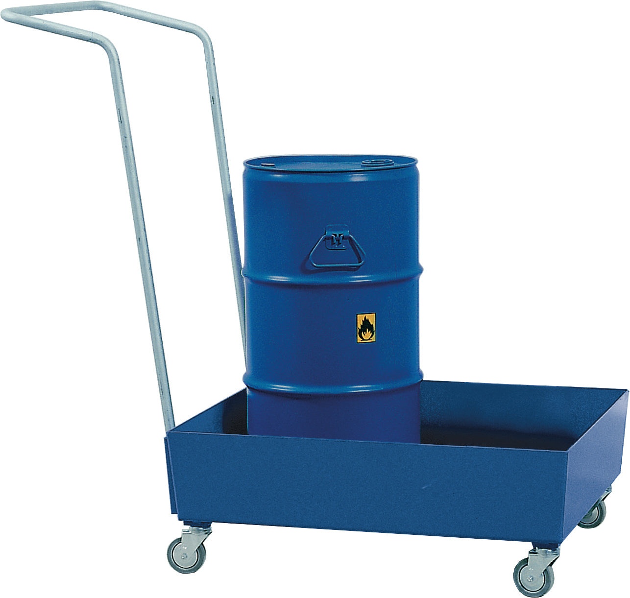 Sump pallet with castors steel without grid 1275x635x890, steel painted