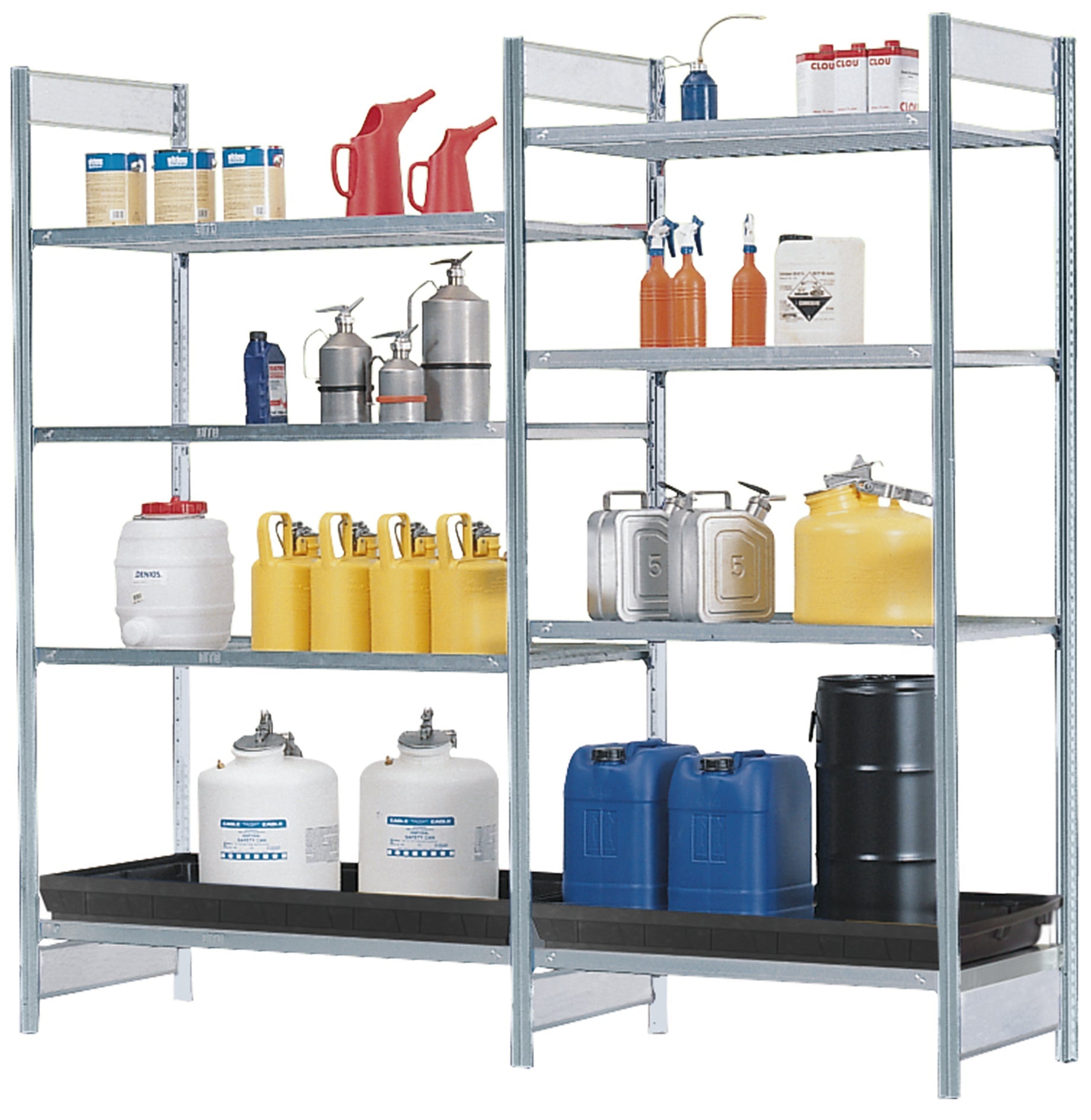 Gefahrstoffregal Typ RSG-V mit 3 Giro, 1 Wanne (28 L) 1010x640x2000, Stahl verzinkt