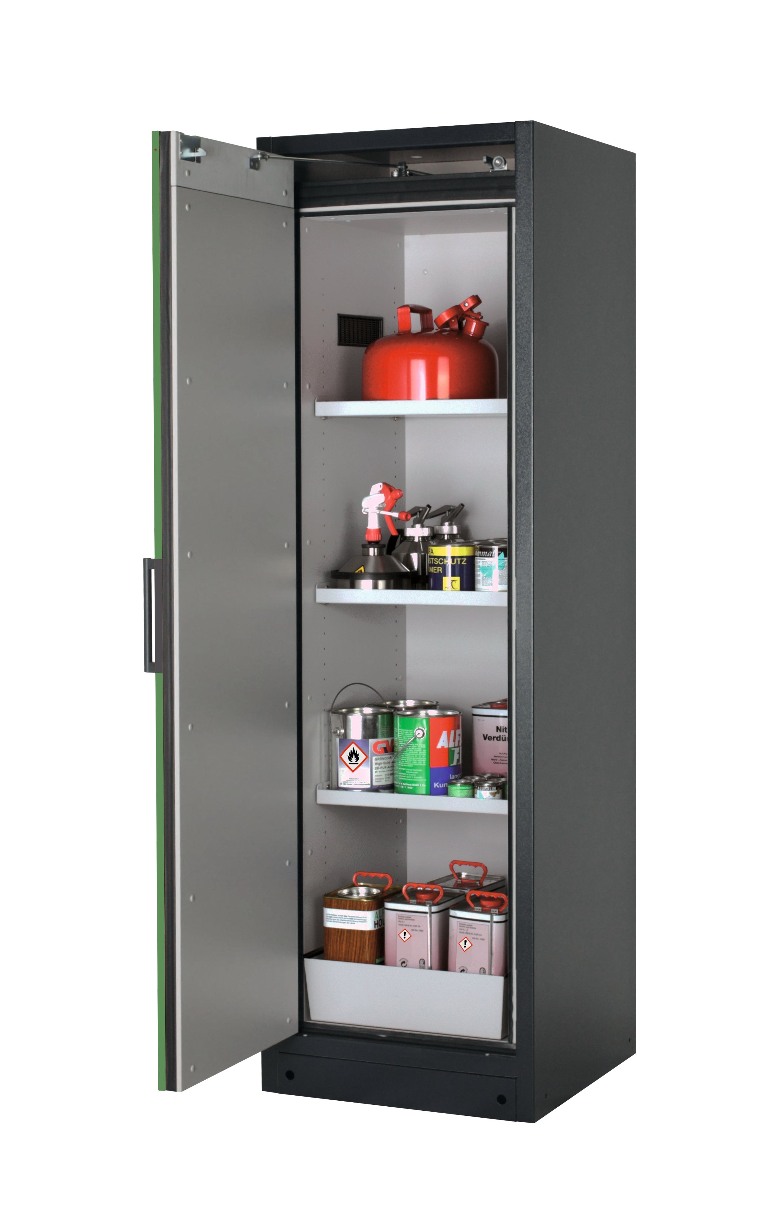Typ 90 Sicherheitsschrank Q-CLASSIC-90 Modell Q90.195.060 in resedagrün RAL 6011 mit 3x Fachboden Standard (Stahlblech)