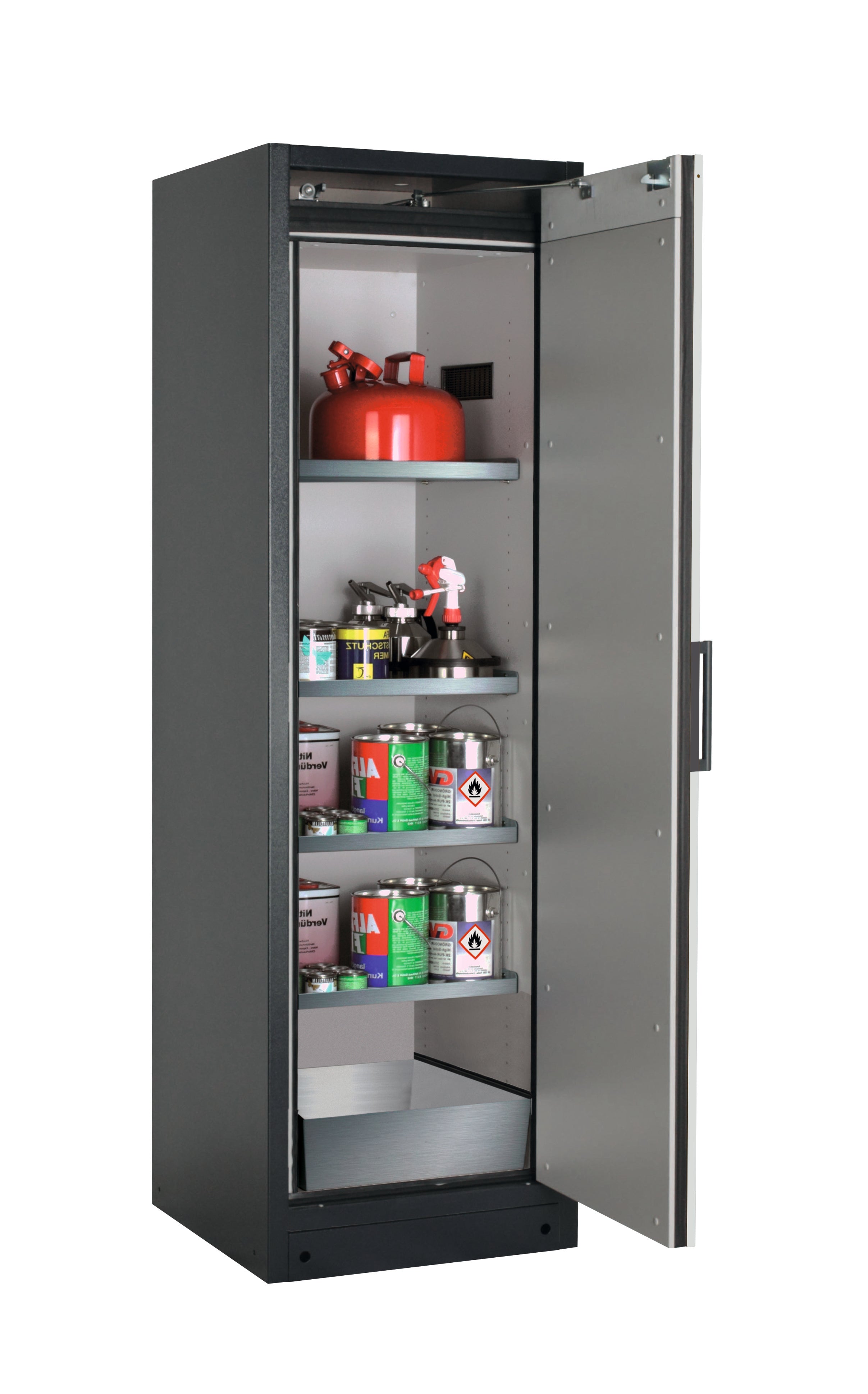 Typ 90 Sicherheitsschrank Q-PEGASUS-90 Modell Q90.195.060.WDACR in lichtgrau RAL 7035 mit 4x Fachboden Standard (Edelstahl 1.4301)