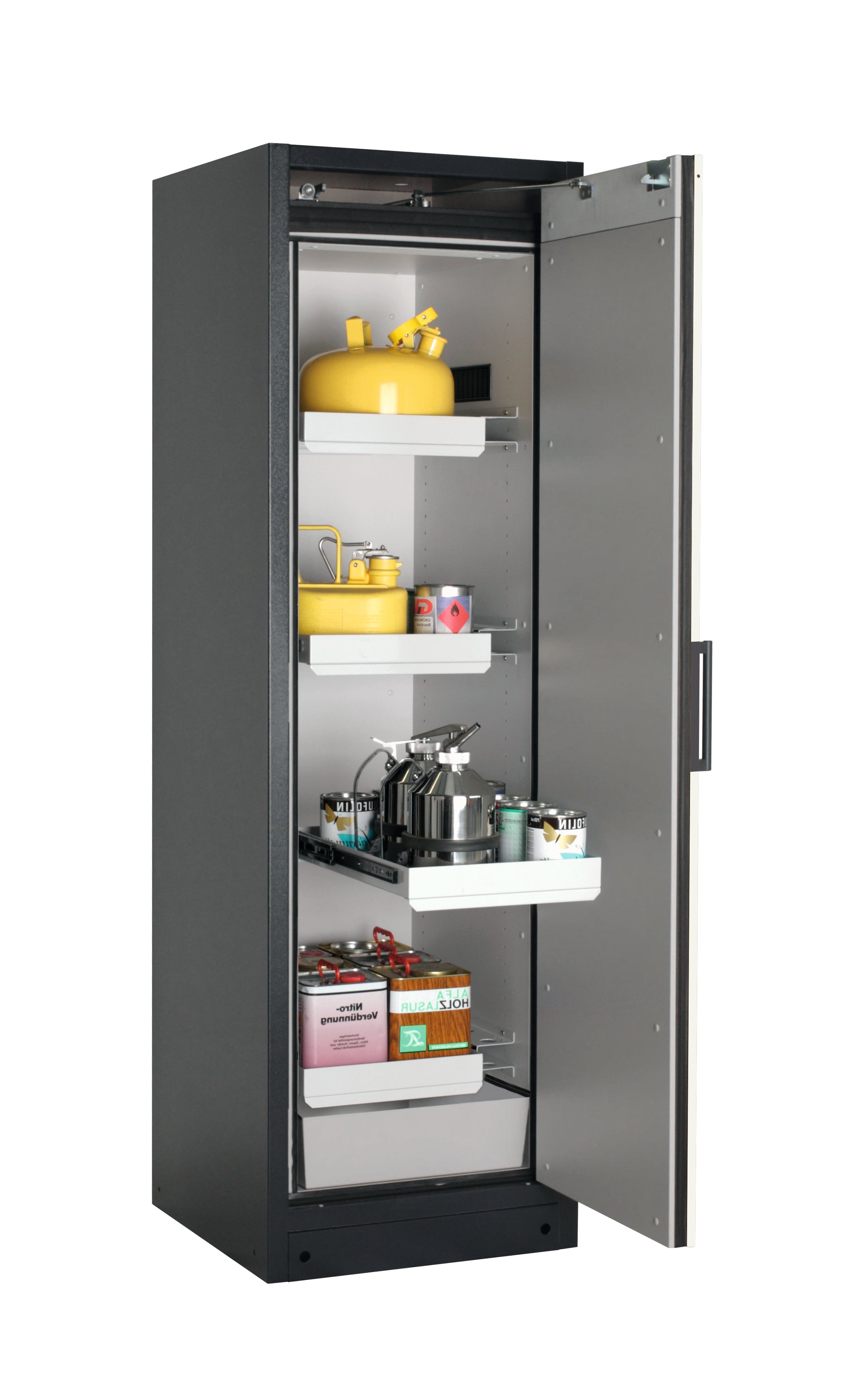 Typ 90 Sicherheitsschrank Q-PEGASUS-90 Modell Q90.195.060.WDACR in asecos Silber mit 3x Auszugswanne Standard (Stahlblech)