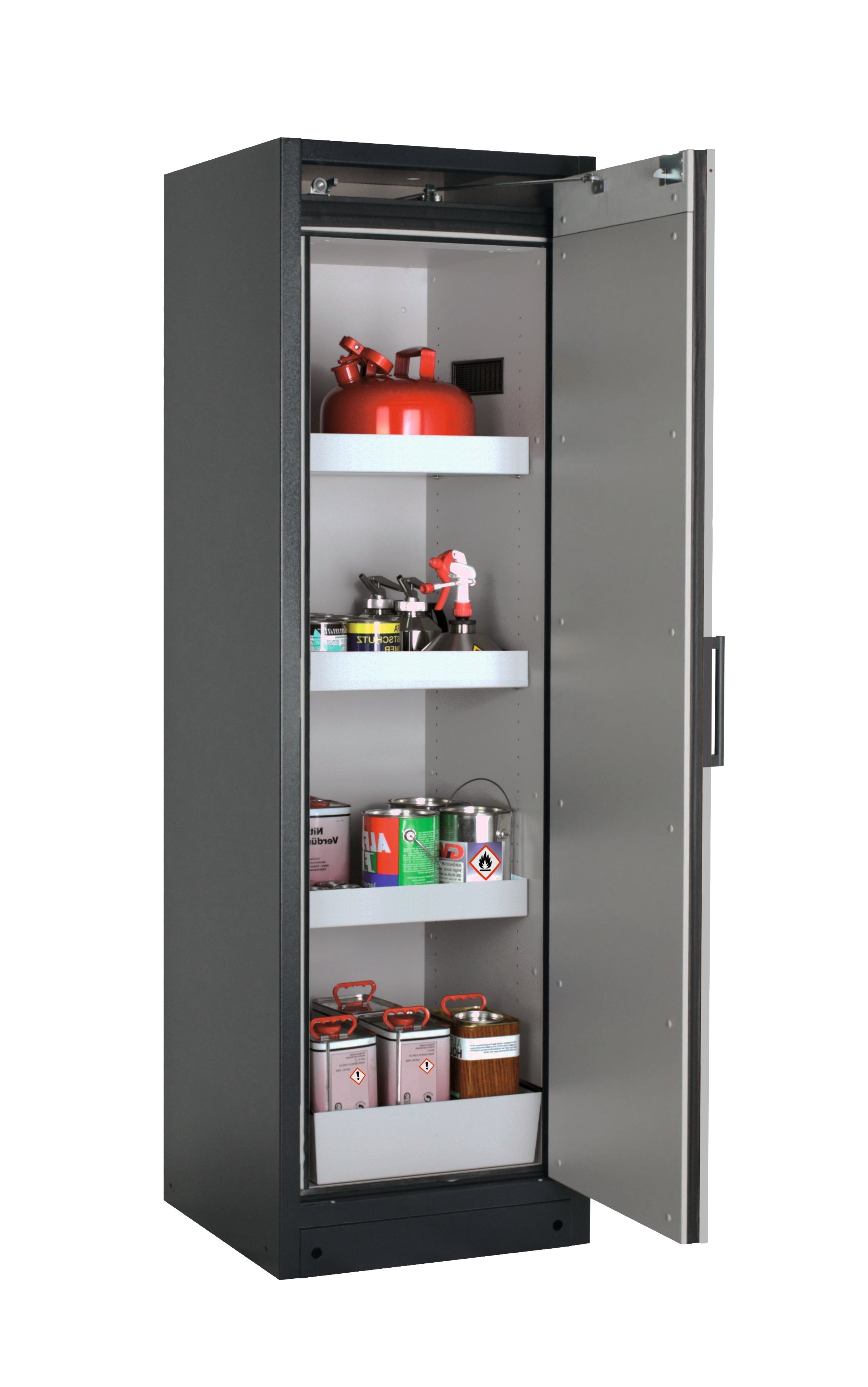 Typ 90 Sicherheitsschrank Q-PEGASUS-90 Modell Q90.195.060.WDACR in reinweiss RAL 9010 mit 3x Wannenboden Standard (Stahlblech)