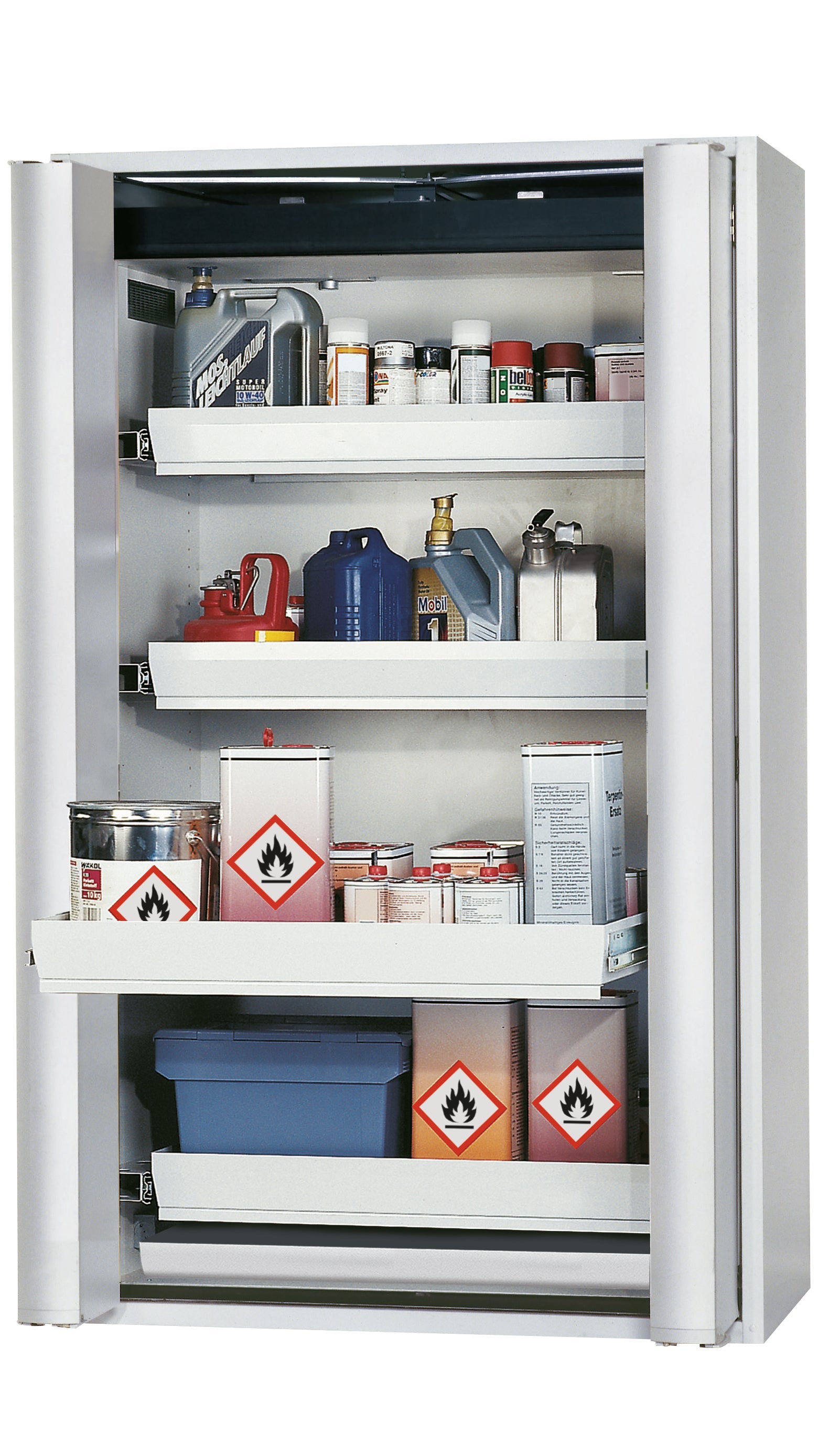 Type 90 safety storage cabinet S-PHOENIX Vol.2-90 model S90.196.120.FDAC in light grey RAL 7035 with 5x drawer (standard) (sheet steel),
