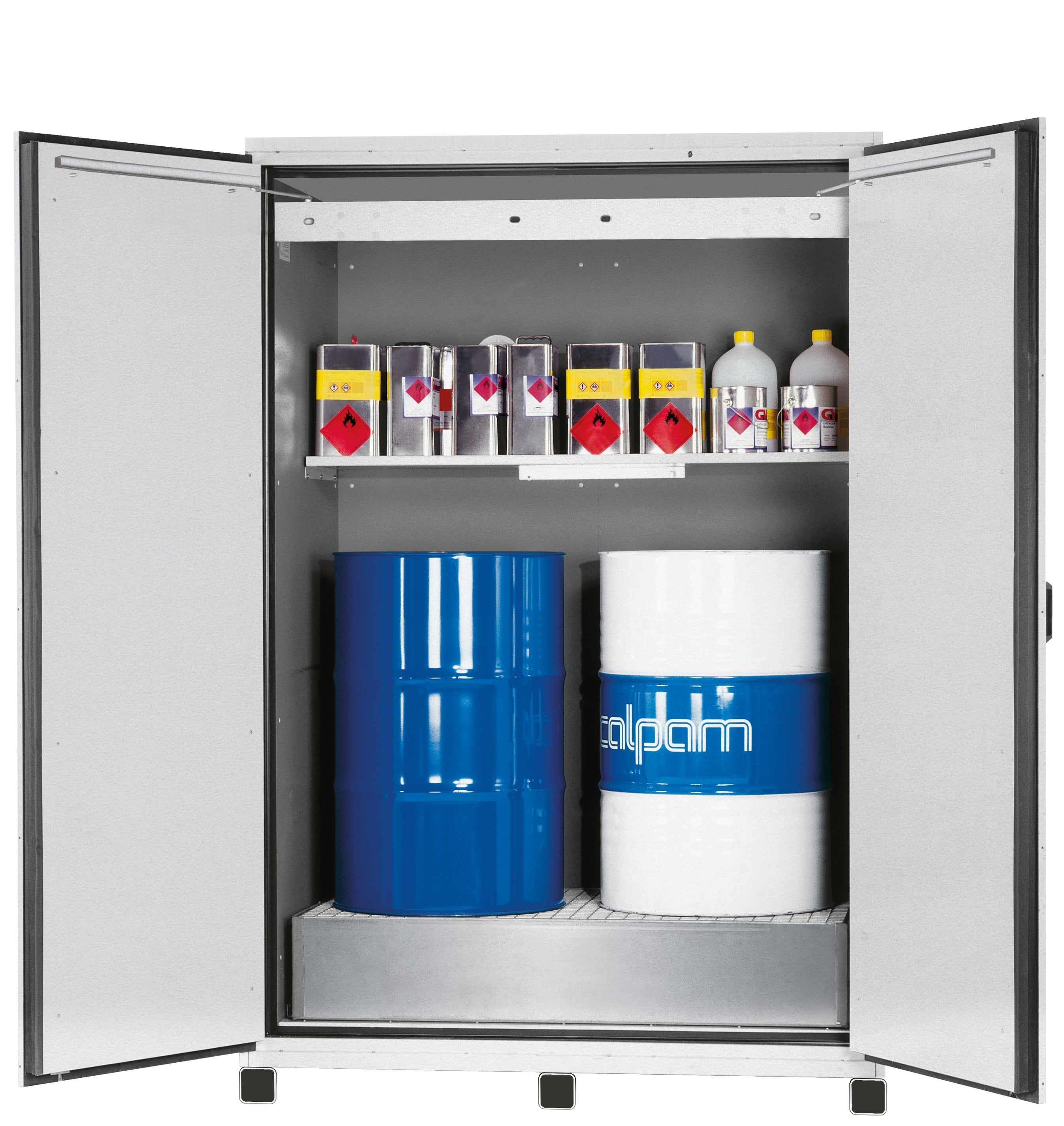 Armoire de sécurité type 90 XL-CLASSIC-90 modèle XL90.222.155.WDAS en gris clair RAL 7035 avec 1x étagère standard (tôle d'acier)