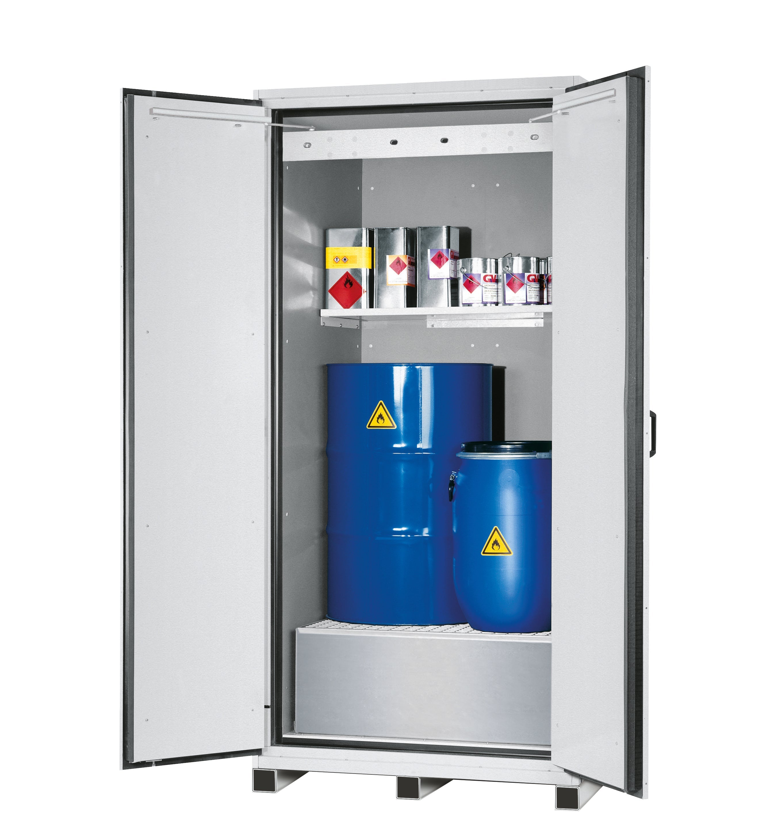 Typ 90 Sicherheitsschrank XL-CLASSIC-90 Modell XL90.222.110.WDAS in lichtgrau RAL 7035 mit 1x Fachboden Standard (Stahlblech)