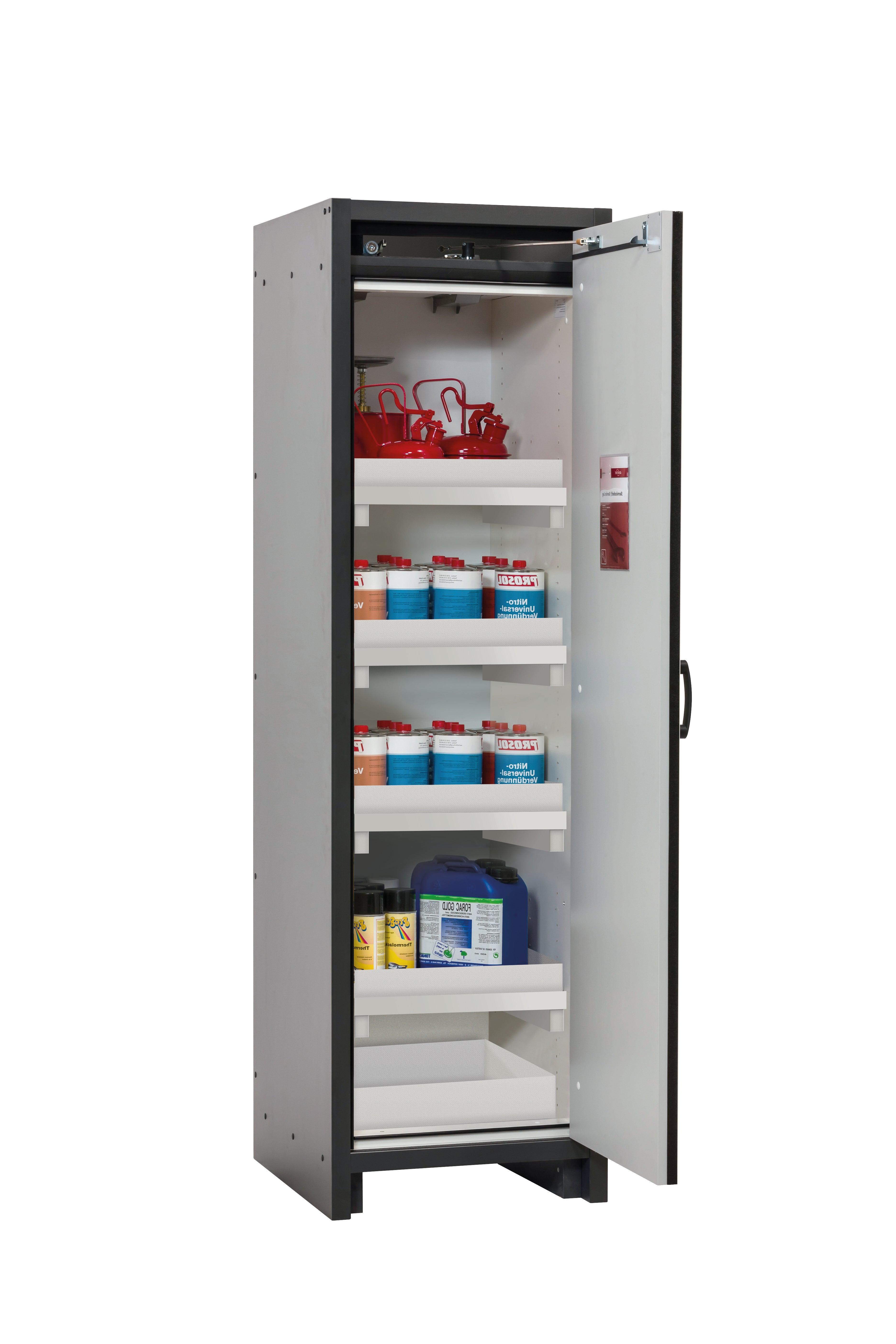 Type 30 safety cabinet Q-CLASSIC-30 model Q30.195.056.R in pure white RAL 9010 with 4x standard tray base (polypropylene)