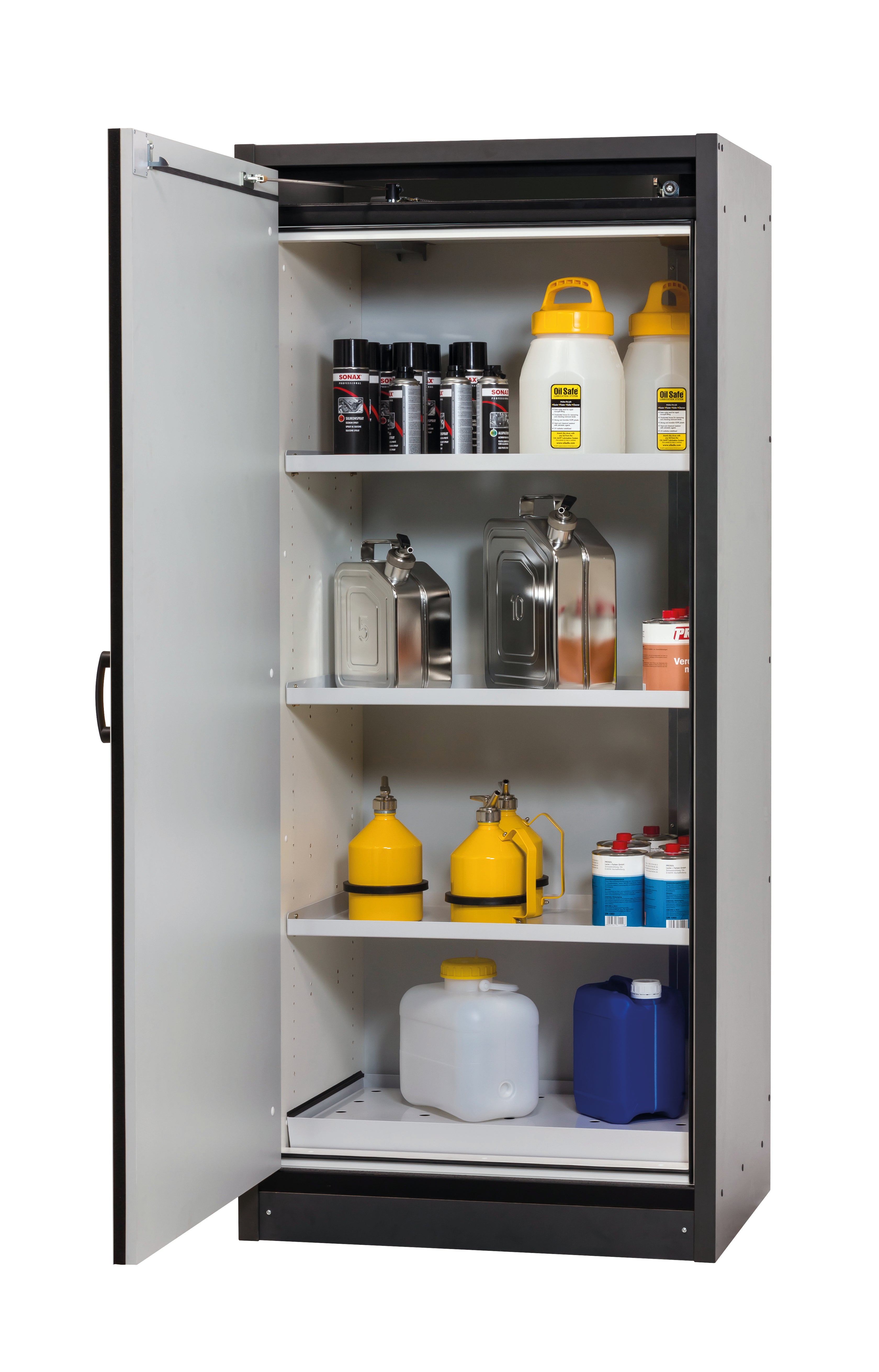 Typ 30 Sicherheitsschrank Q-CLASSIC-30 Modell Q30.195.086.WD in lichtgrau RAL 7035 mit 3x Fachboden Standard (Stahlblech)