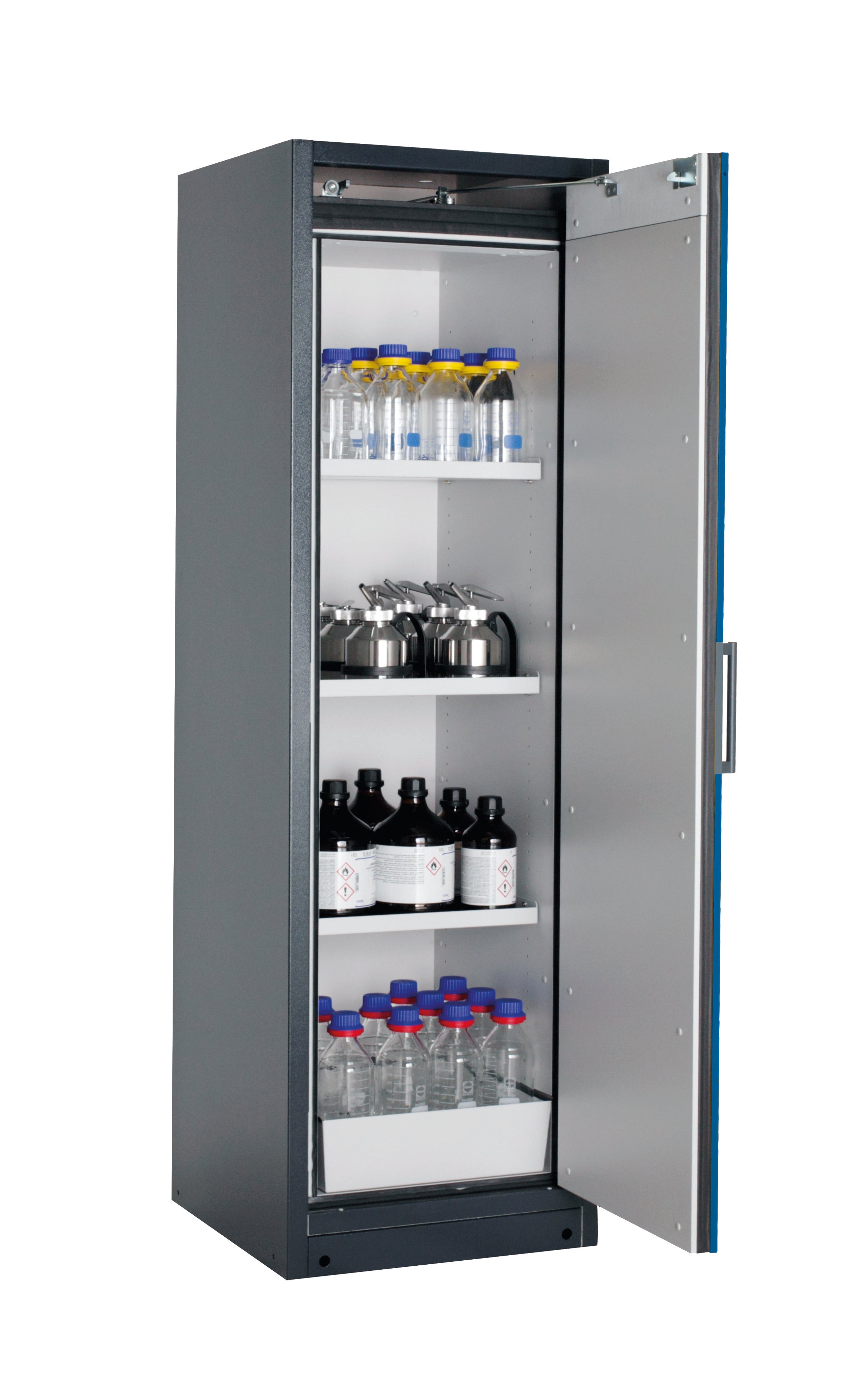Typ 90 Sicherheitsschrank Q-CLASSIC-90 Modell Q90.195.060.R in enzianblau RAL 5010 mit 3x Fachboden Standard (Stahlblech)