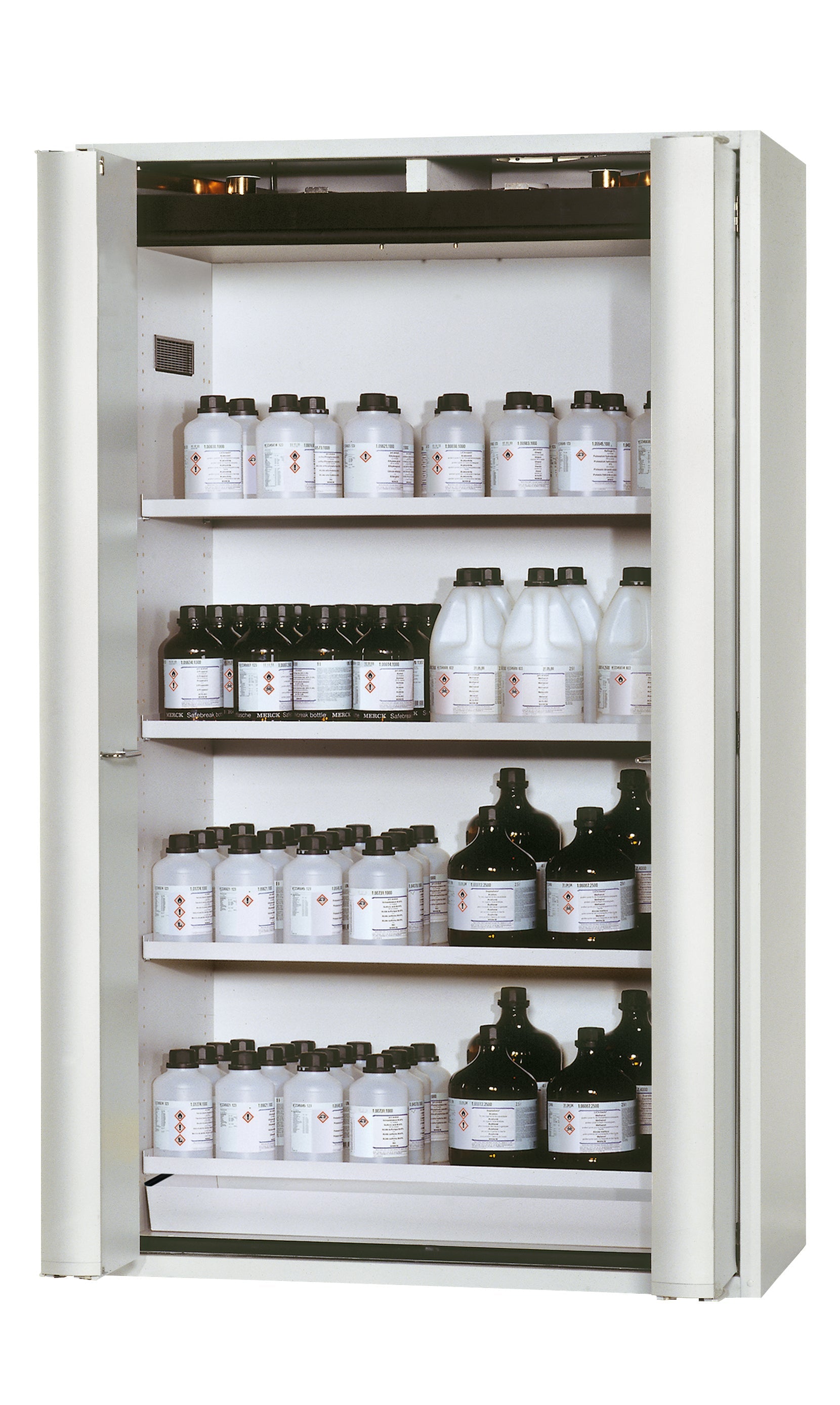 Typ 90 Sicherheitsschrank S-PHOENIX-90 Modell S90.196.120.FDAS in lichtgrau RAL 7035 mit 4x Fachboden Standard (Stahlblech)