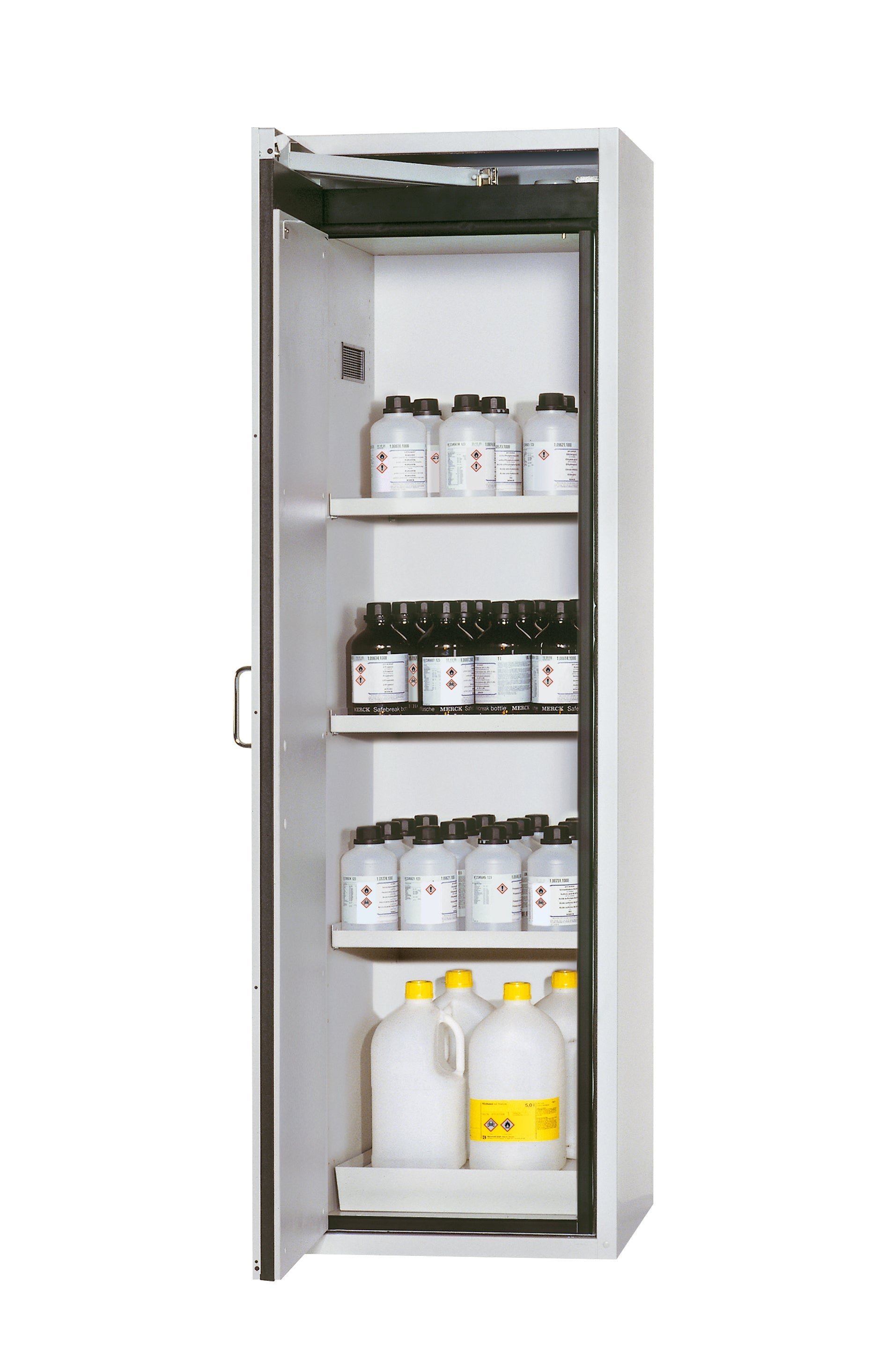 Type 90 safety cabinet S-CLASSIC-90 model S90.196.060.WDAS in light gray RAL 7035 with 3x standard shelves (sheet steel)