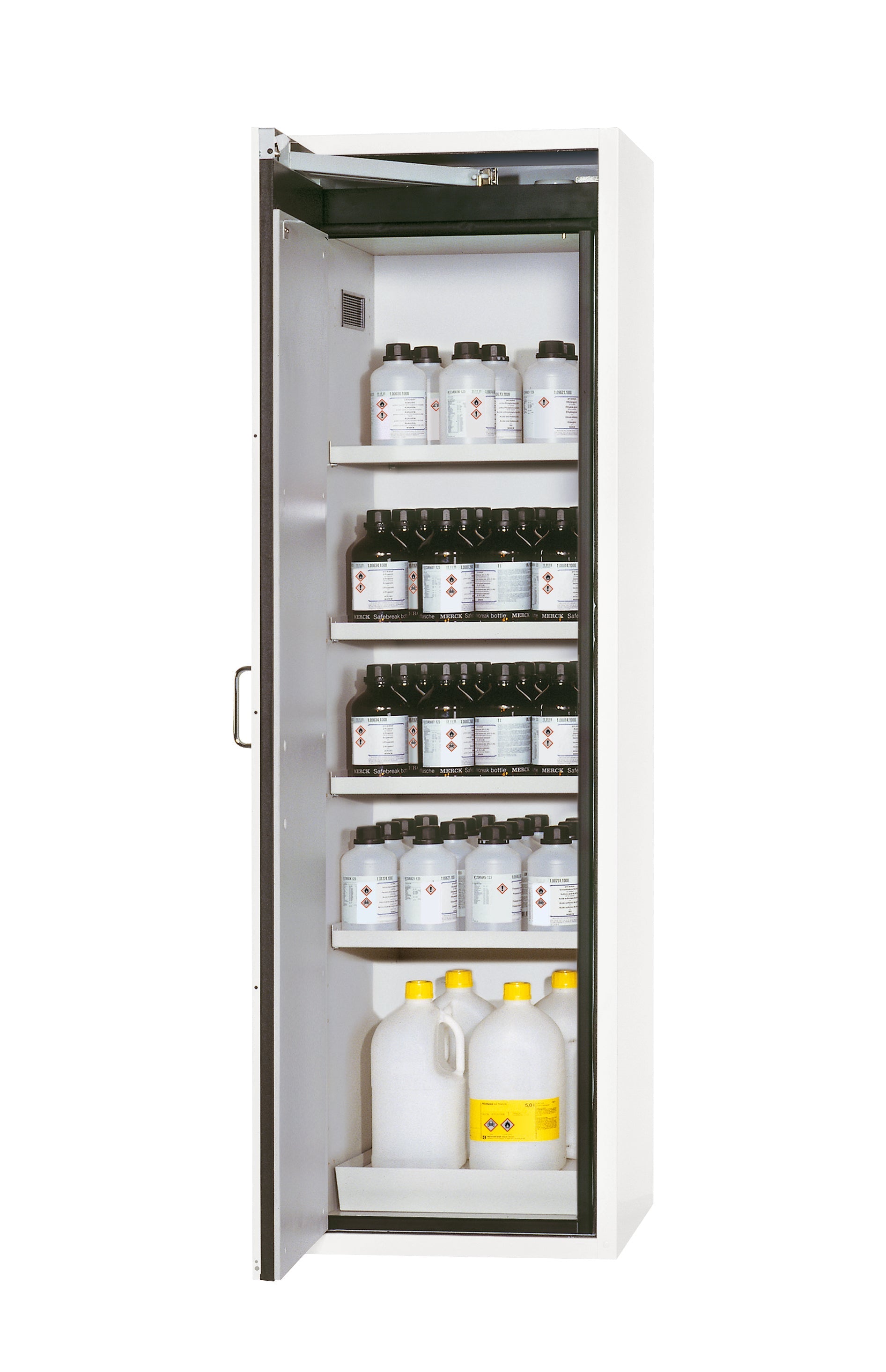 Armoire de sécurité type 90 S-CLASSIC-90 modèle S90.196.060.WDAS en blanc de laboratoire (similaire à RAL 9016) avec 4x étagères standard (tôle d'acier)