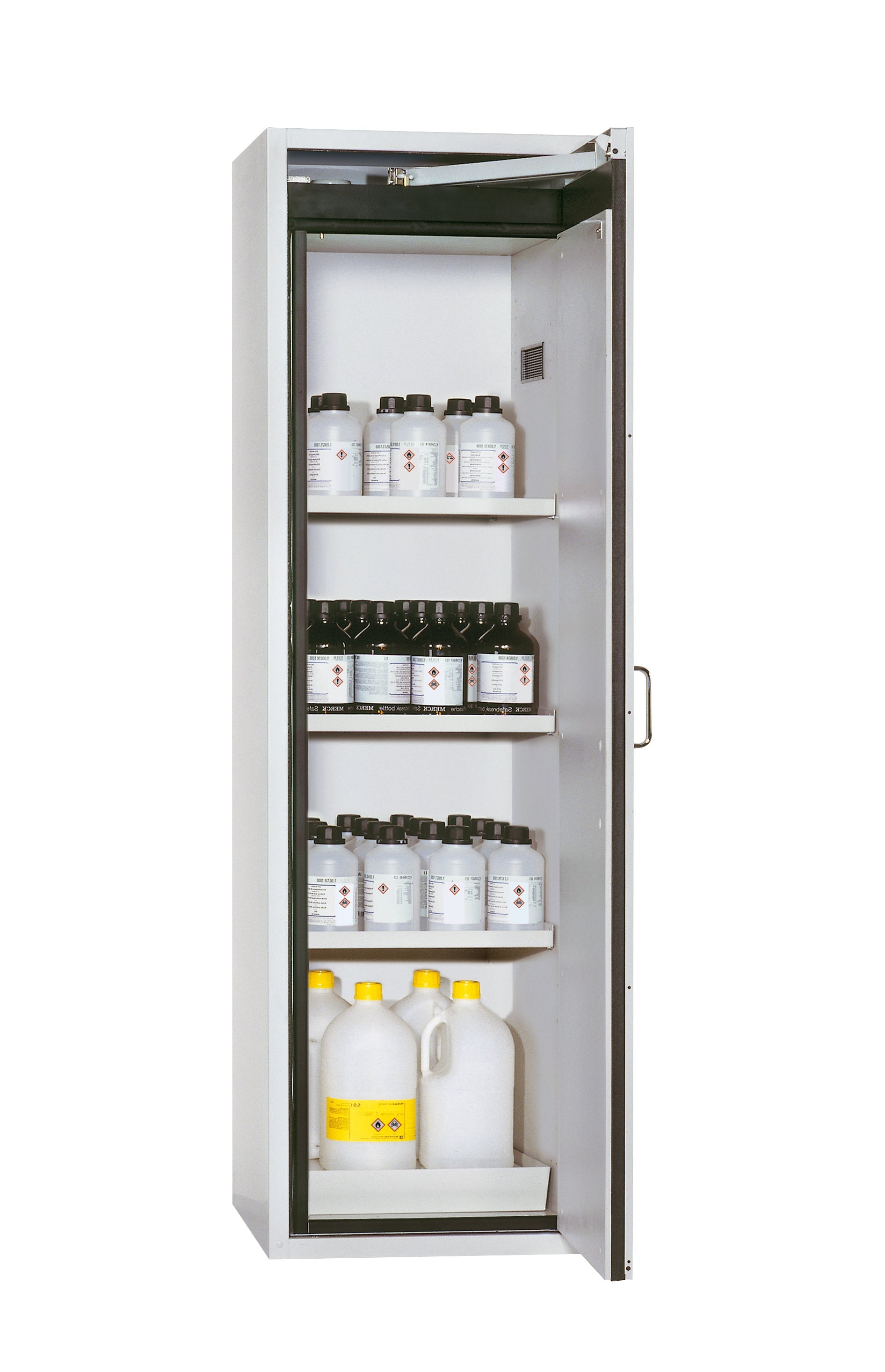 Armoire de sécurité type 90 S-CLASSIC-90 modèle S90.196.060.R en gris clair RAL 7035 avec 3x étagères standard (tôle d'acier)