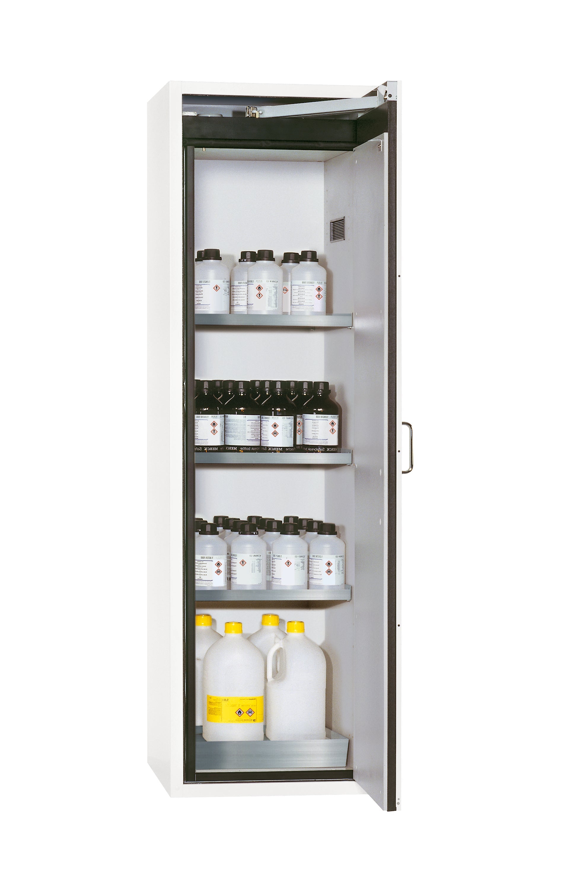 Type 90 safety cabinet S-CLASSIC-90 model S90.196.060.WDASR in laboratory white (similar to RAL 9016) with 3x standard shelves (stainless steel 1.4301)