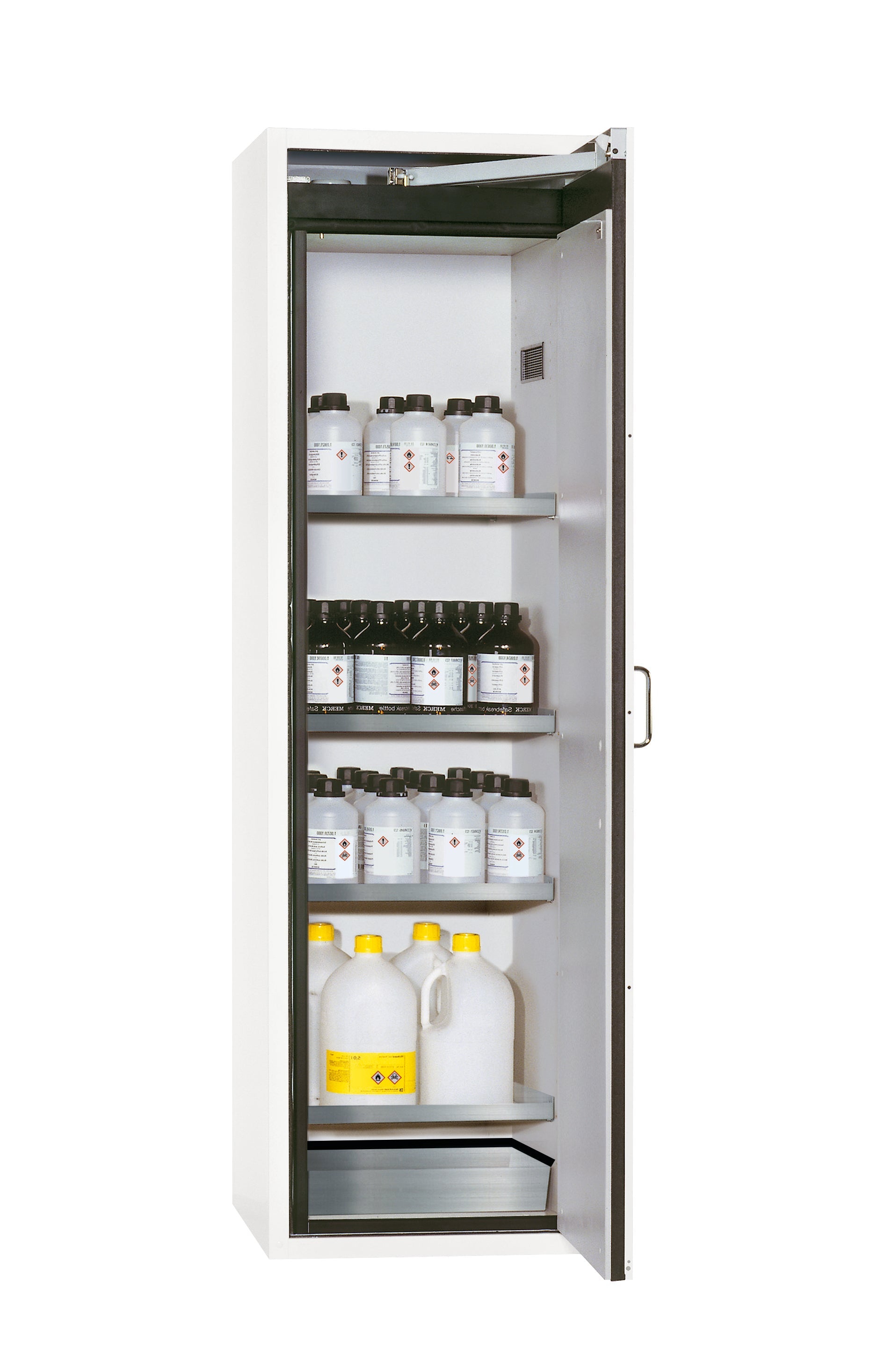 Type 90 safety cabinet S-CLASSIC-90 model S90.196.060.WDASR in laboratory white (similar to RAL 9016) with 4x standard shelves (stainless steel 1.4301)