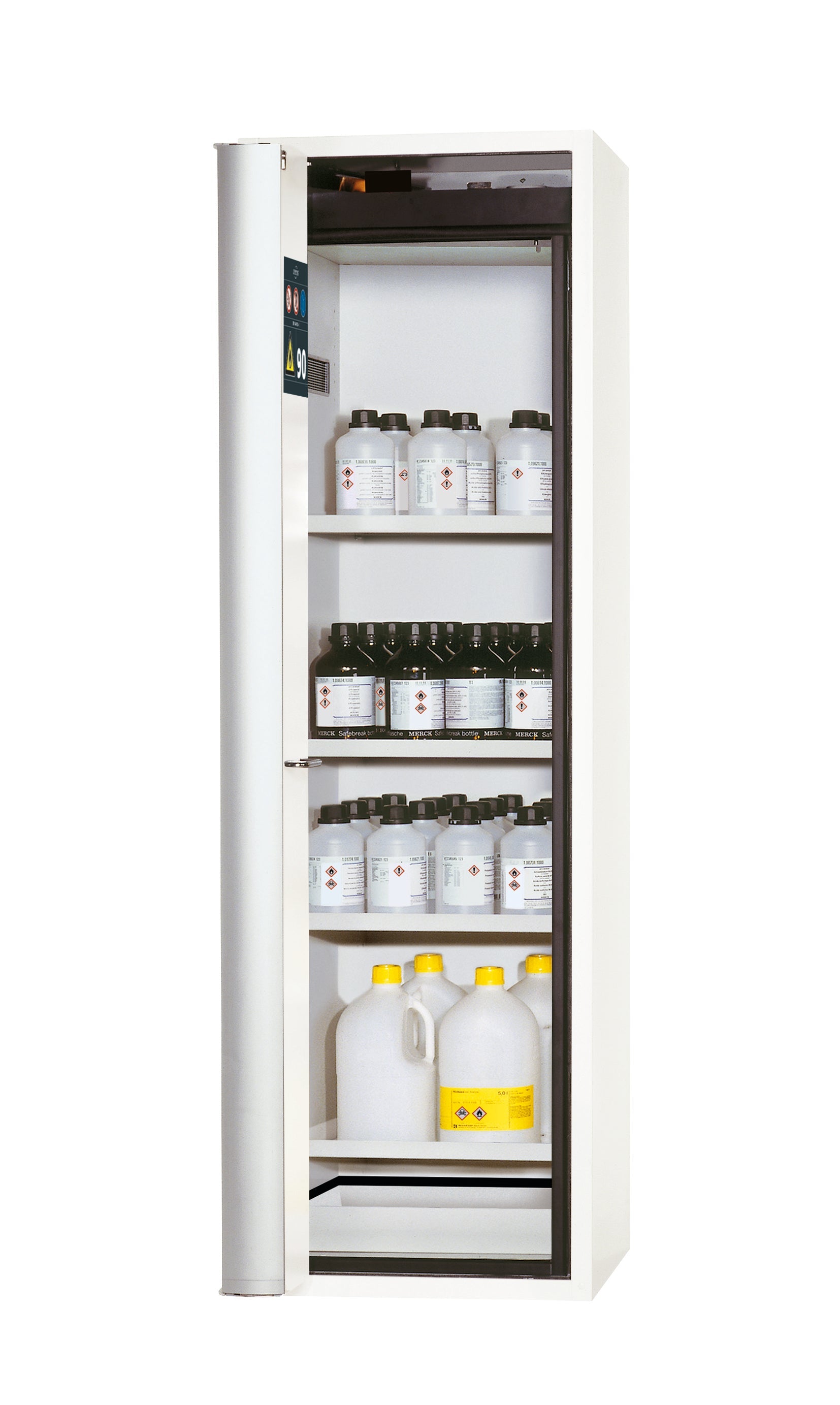 Typ 90 Sicherheitsschrank S-PHOENIX-90 Modell S90.196.060.FDAS in laborweiss (ähnl. RAL 9016) mit 4x Fachboden Standard (Stahlblech)