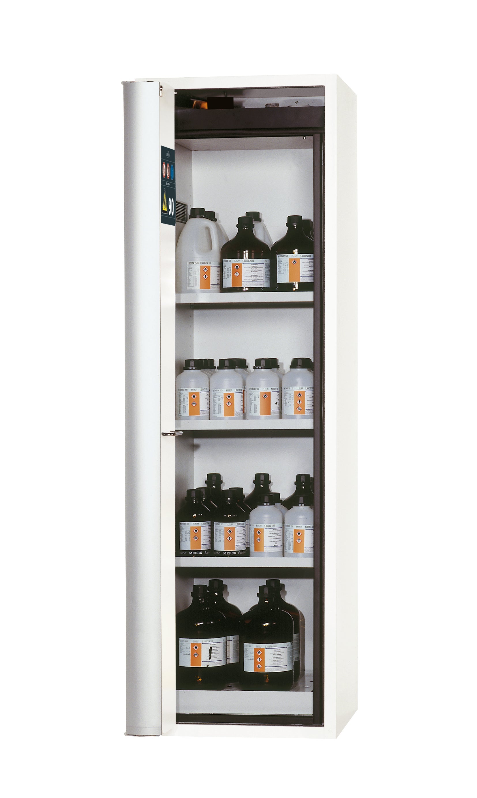 Typ 90 Sicherheitsschrank S-PHOENIX Vol.2-90 Modell S90.196.060.FDAC in laborweiss (ähnl. RAL 9016) mit 3x Fachboden Standard (Stahlblech)