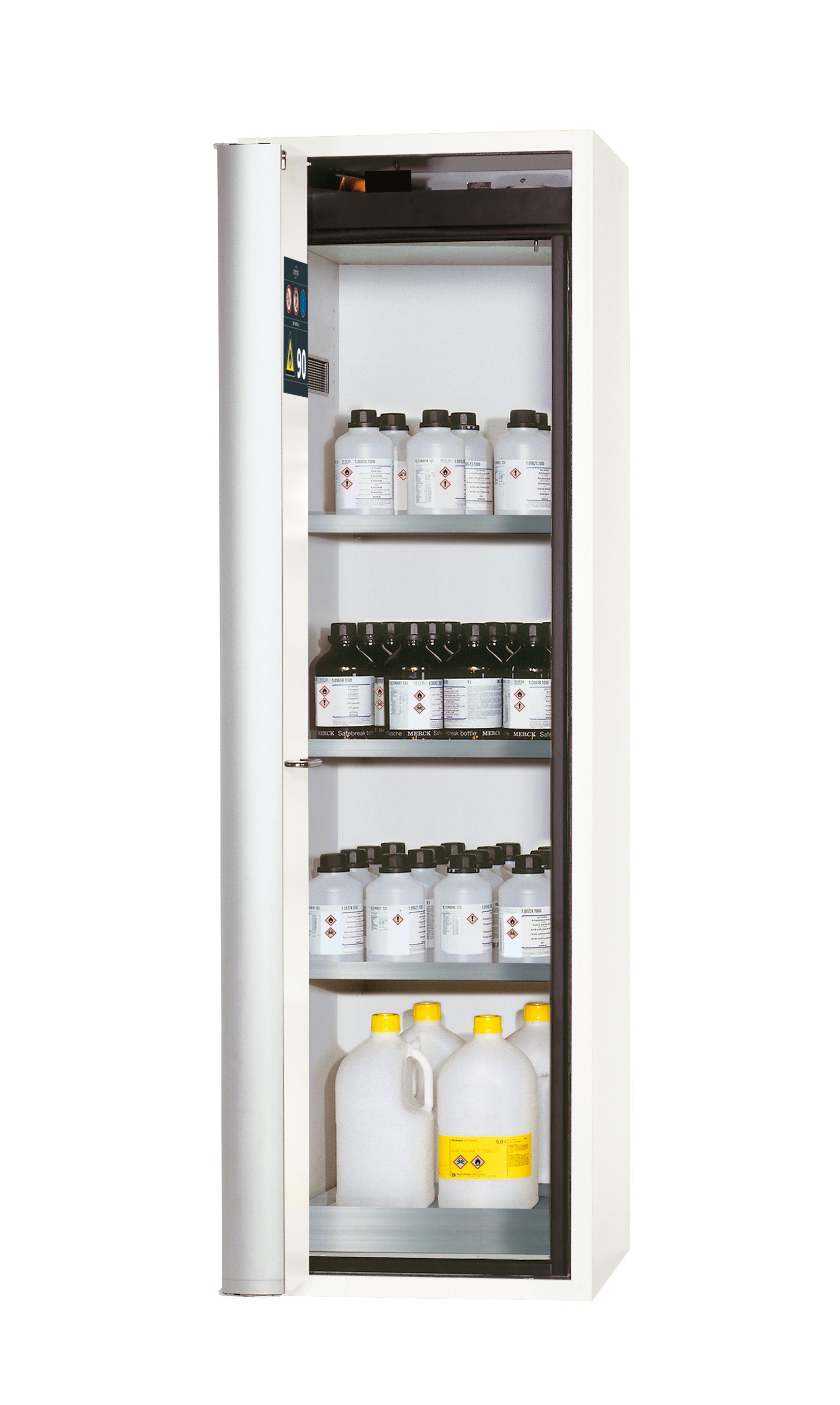 Typ 90 Sicherheitsschrank S-PHOENIX Vol.2-90 Modell S90.196.060.FDAC in laborweiss (ähnl. RAL 9016) mit 3x Fachboden Standard (Edelstahl 1.4301)