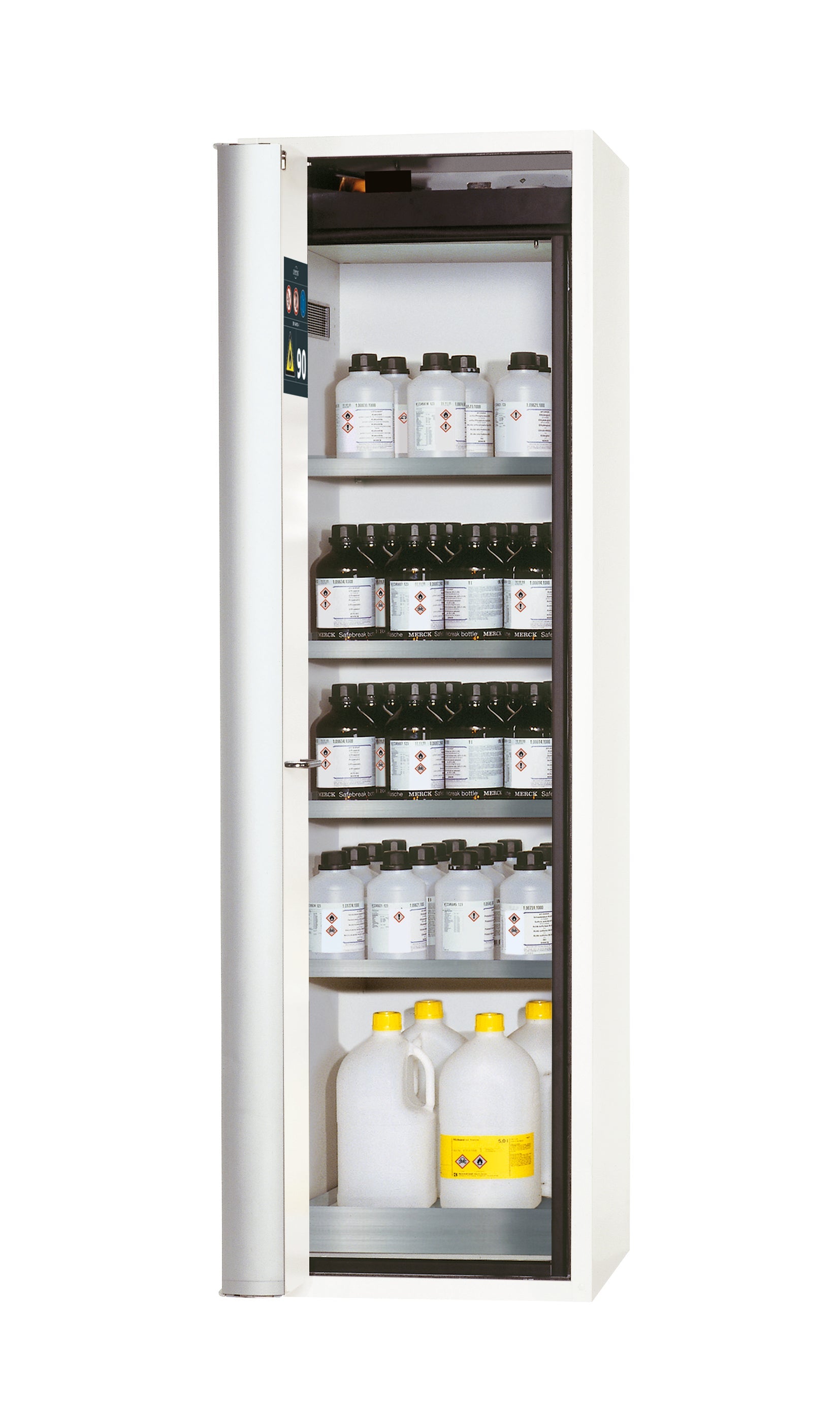 Typ 90 Sicherheitsschrank S-PHOENIX-90 Modell S90.196.060.FDAS in laborweiss (ähnl. RAL 9016) mit 4x Fachboden Standard (Edelstahl 1.4301)