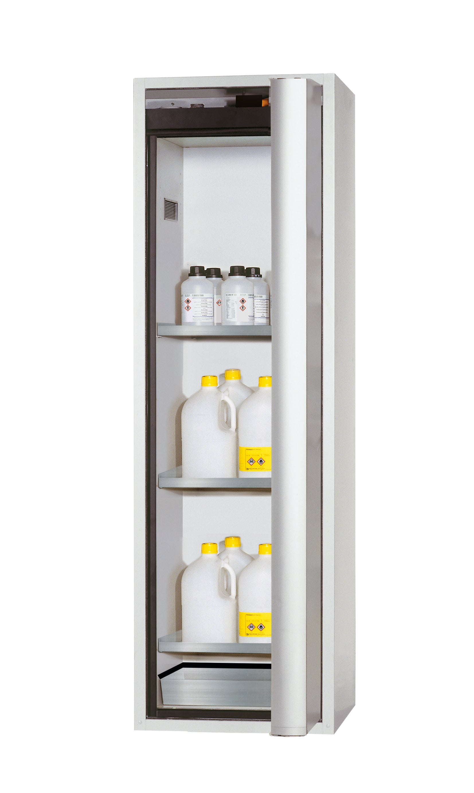 Typ 90 Sicherheitsschrank S-PHOENIX Vol.2-90 Modell S90.196.060.FDACR in lichtgrau RAL 7035 mit 3x Fachboden Standard (Edelstahl 1.4301)