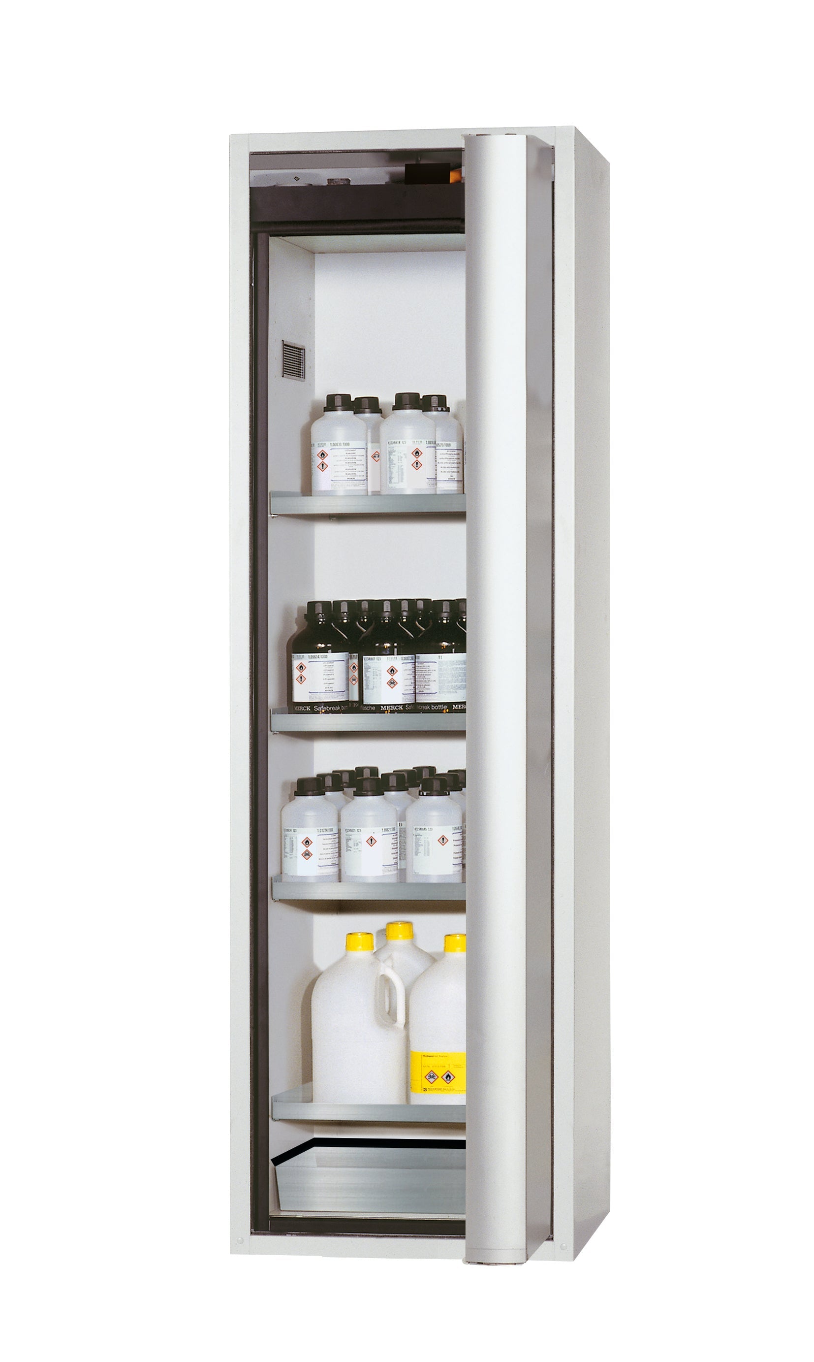 Typ 90 Sicherheitsschrank S-PHOENIX Vol.2-90 Modell S90.196.060.FDACR in lichtgrau RAL 7035 mit 4x Fachboden Standard (Edelstahl 1.4301)