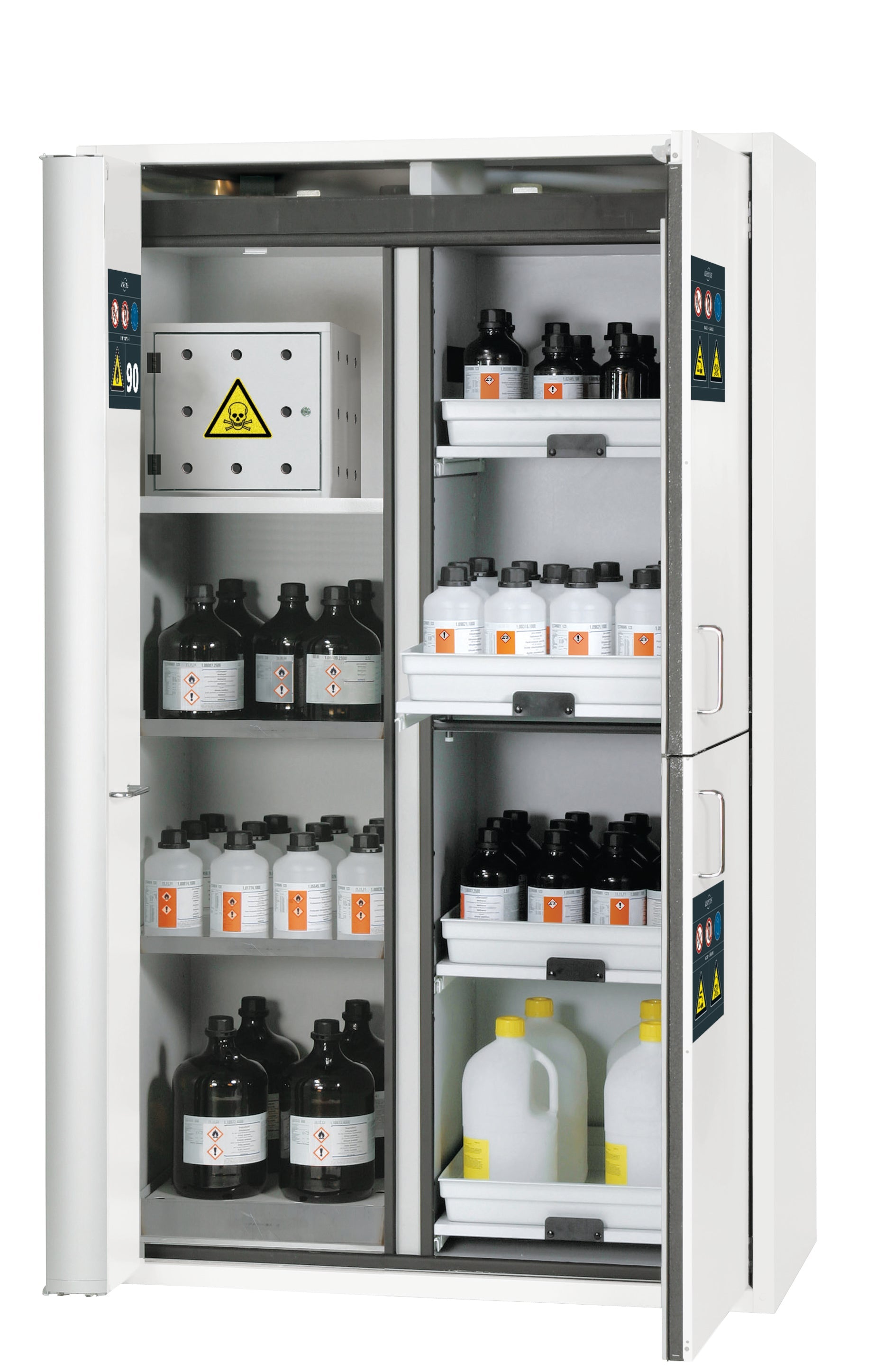 Type 90 combination safety cabinet K-PHOENIX Vol.2-90 model K90.196.120.MC.FWAC in laboratory white (similar to RAL 9016) with 2x standard shelves (stainless steel 1.4301)