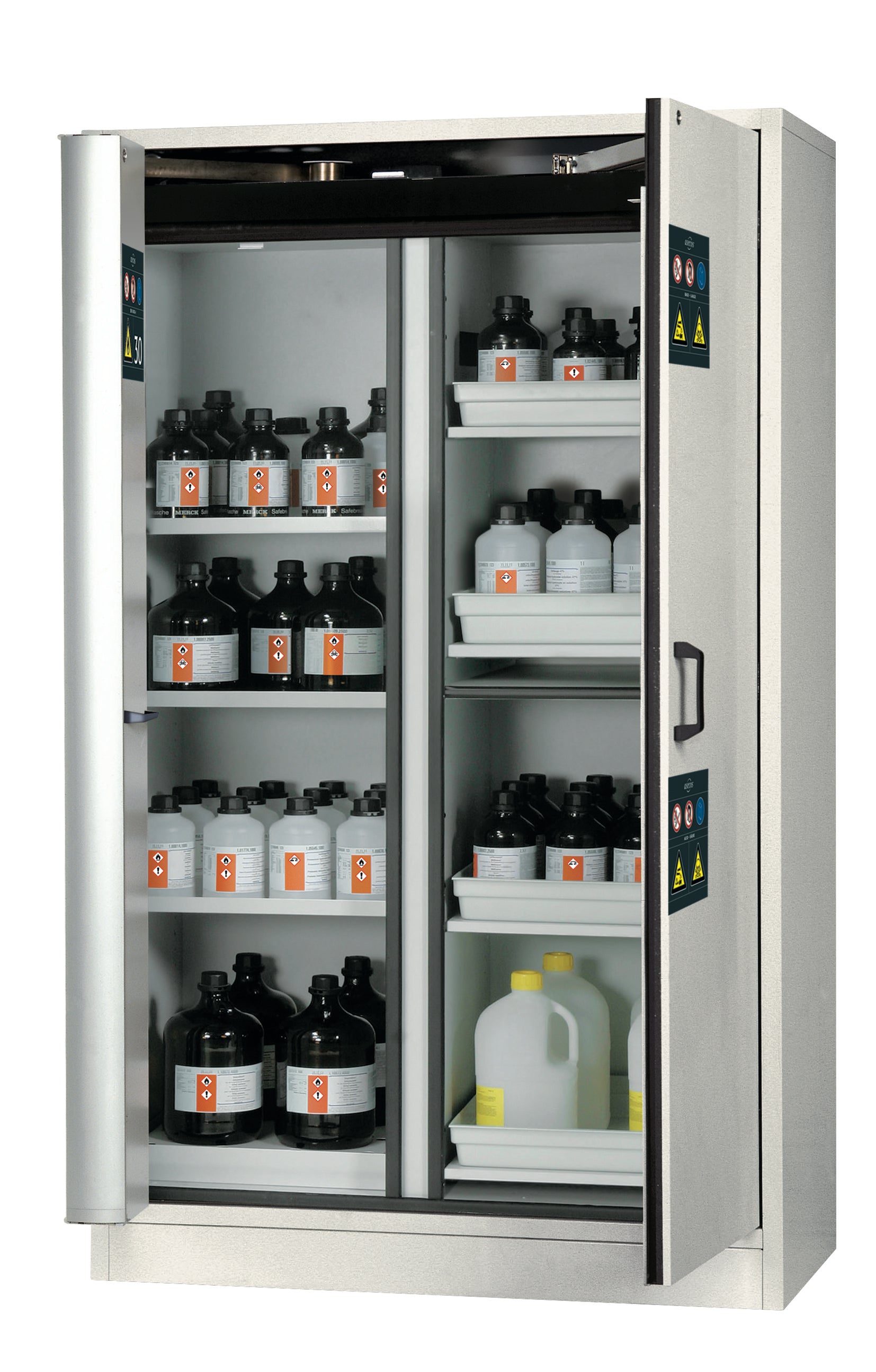 Type 30 combination safety cabinet K-PHOENIX-30 model K30.197.120.MV.FWAS in light gray RAL 7035 with 3x standard shelves (sheet steel)
