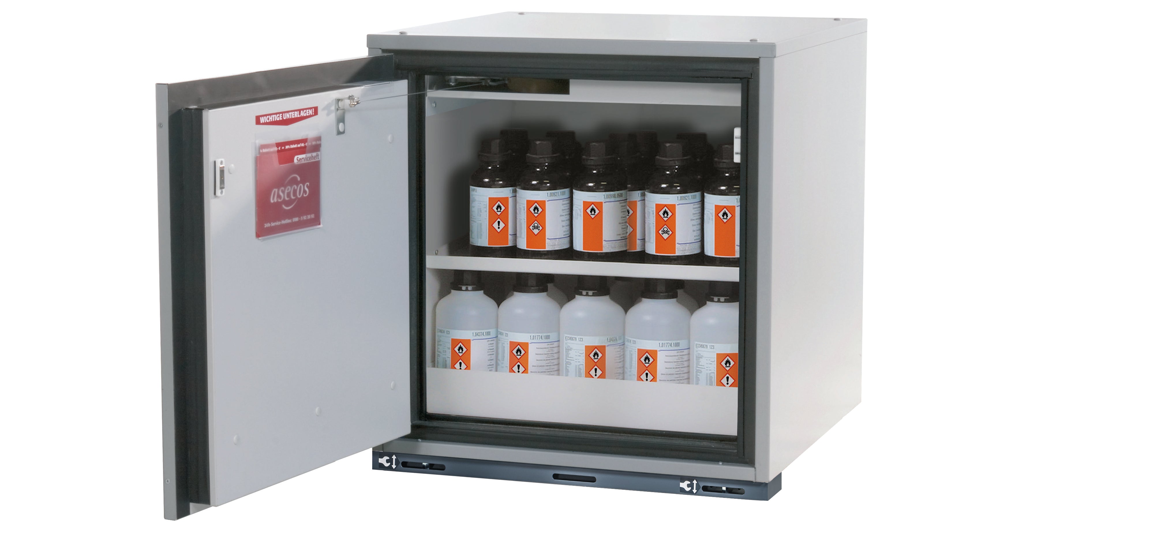 Typ 90 Sicherheitsunterbauschrank UB-T-90 Modell UB90.060.059.T in lichtgrau RAL 7035 mit 1x Fachboden Standard (Stahlblech)