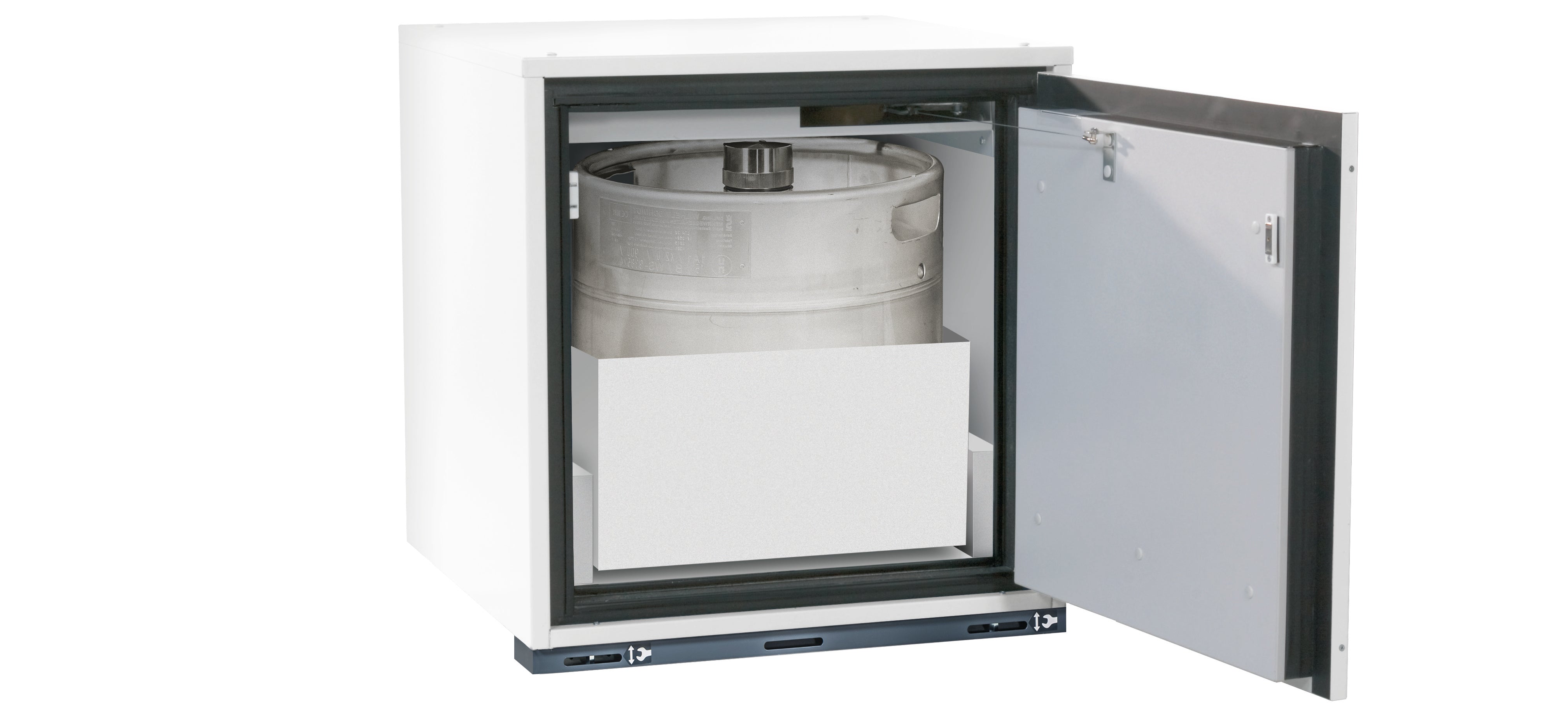 Typ 90 Sicherheitsunterbauschrank UB-T-90 Modell UB90.060.059.TR in laborweiss (ähnl. RAL 9016) mit 1x Auszugswanne STAWA-R max. Innenhöhe (Stahlblech)