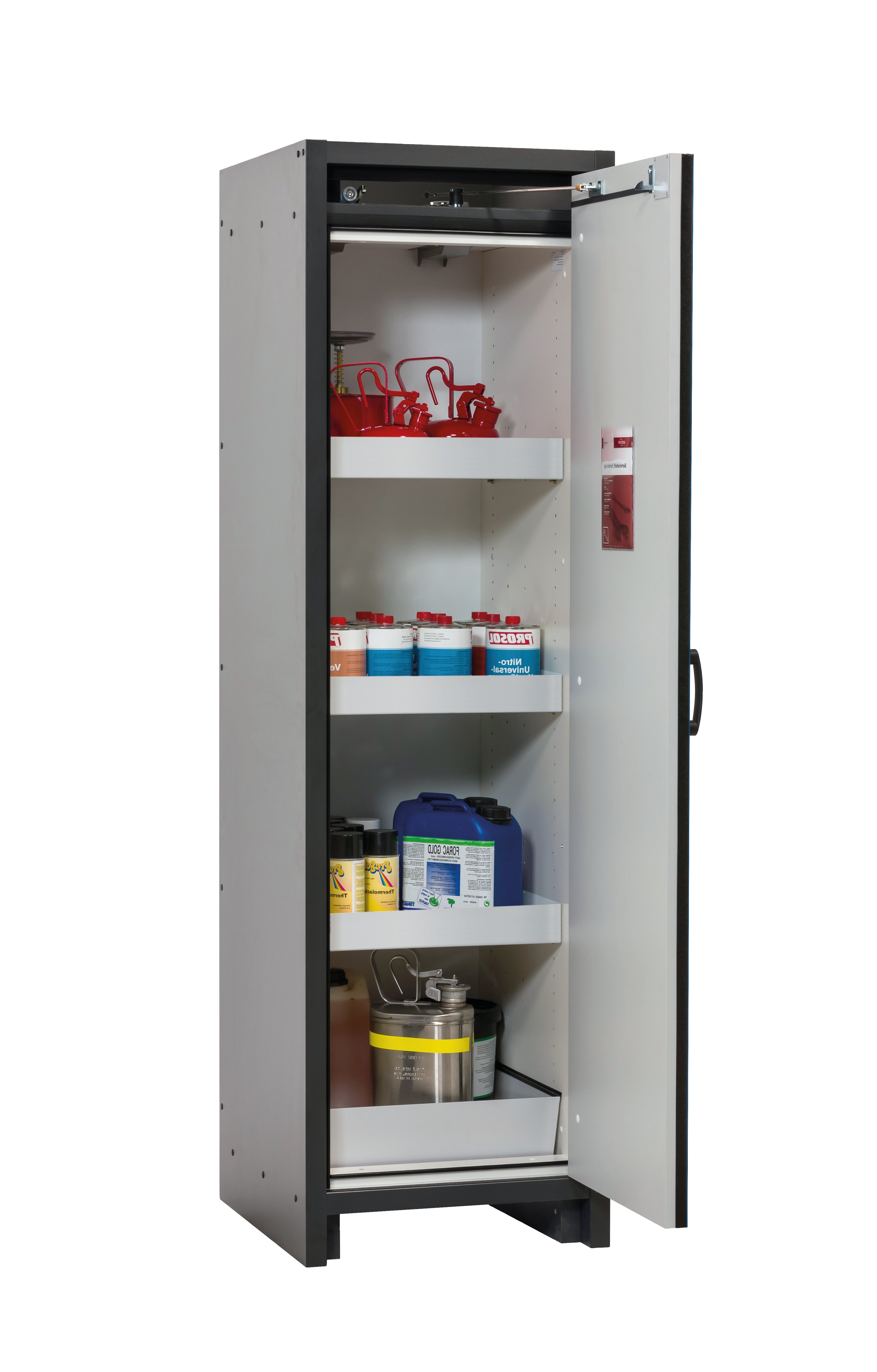 Armoire de sécurité type 30 Q-CLASSIC-30 modèle Q30.195.056.R en bleu gentiane RAL 5010 avec 3x base à plateau standard (tôle d'acier)