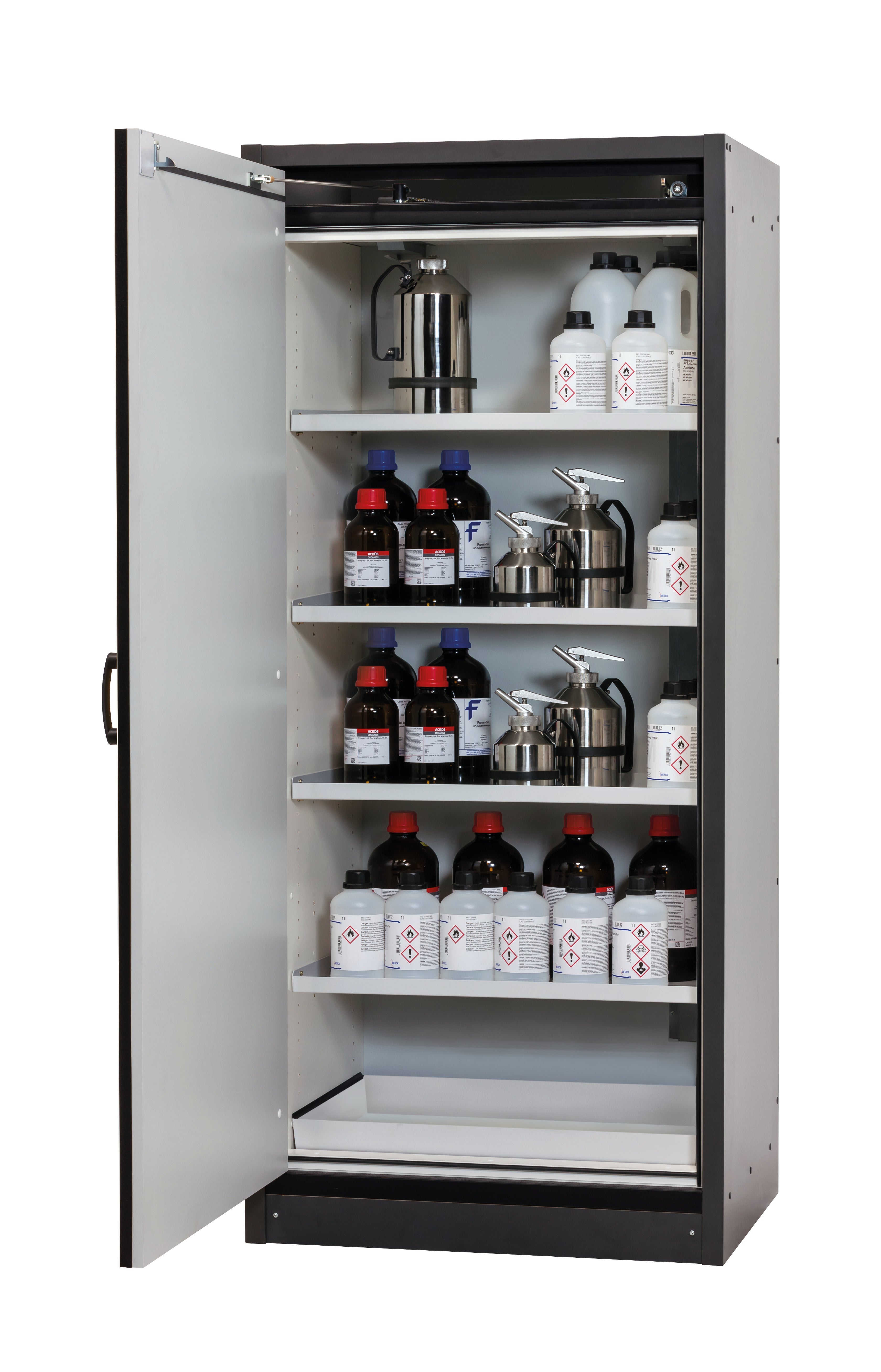 Type 30 safety cabinet Q-CLASSIC-30 model Q30.195.086.WD in pure white RAL 9010 with 4x standard shelves (sheet steel)