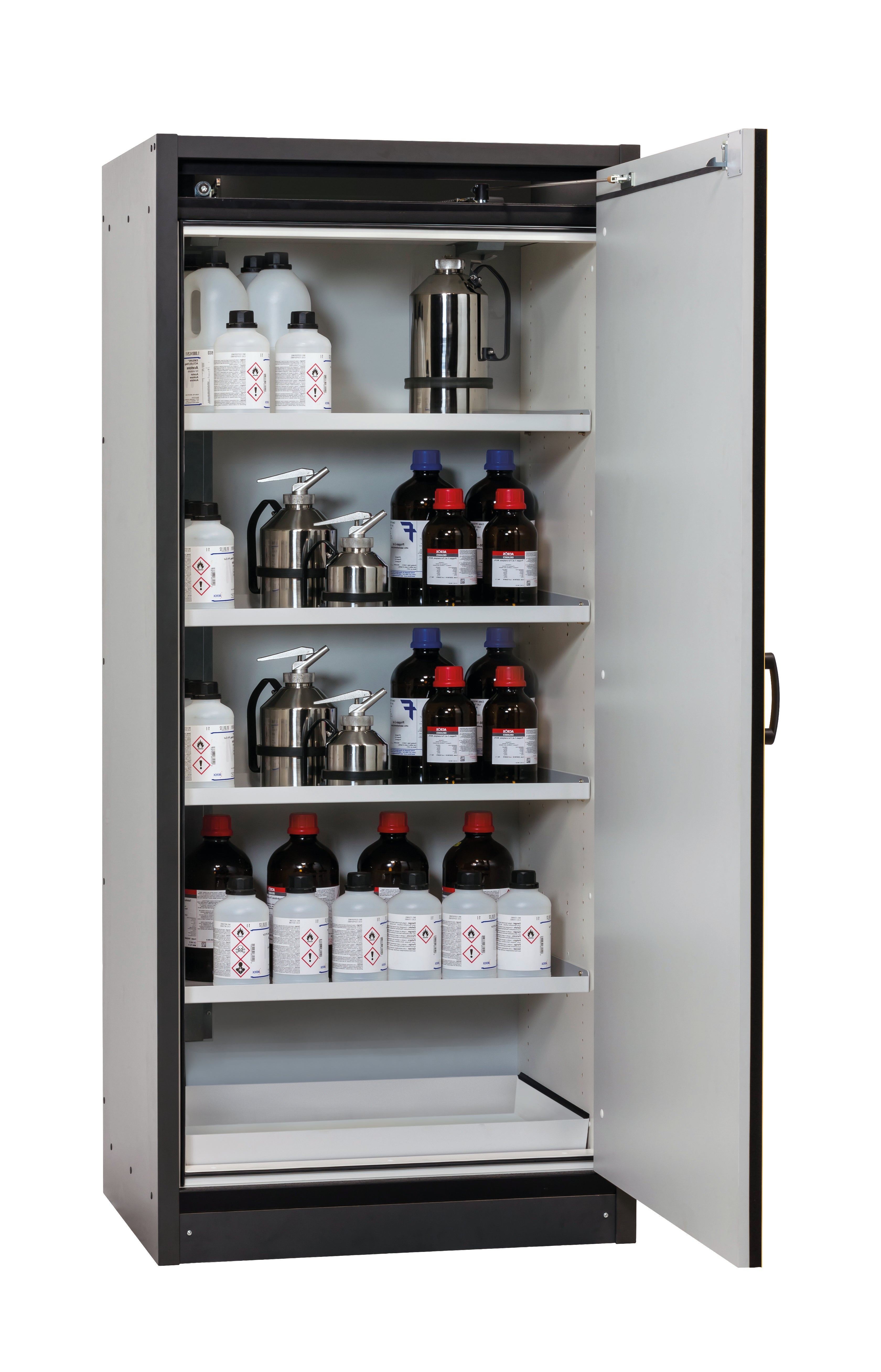 Armoire de sécurité type 30 Q-CLASSIC-30 modèle Q30.195.086.WDR en jaune de sécurité RAL 1004 avec 4x étagères standard (tôle d'acier)