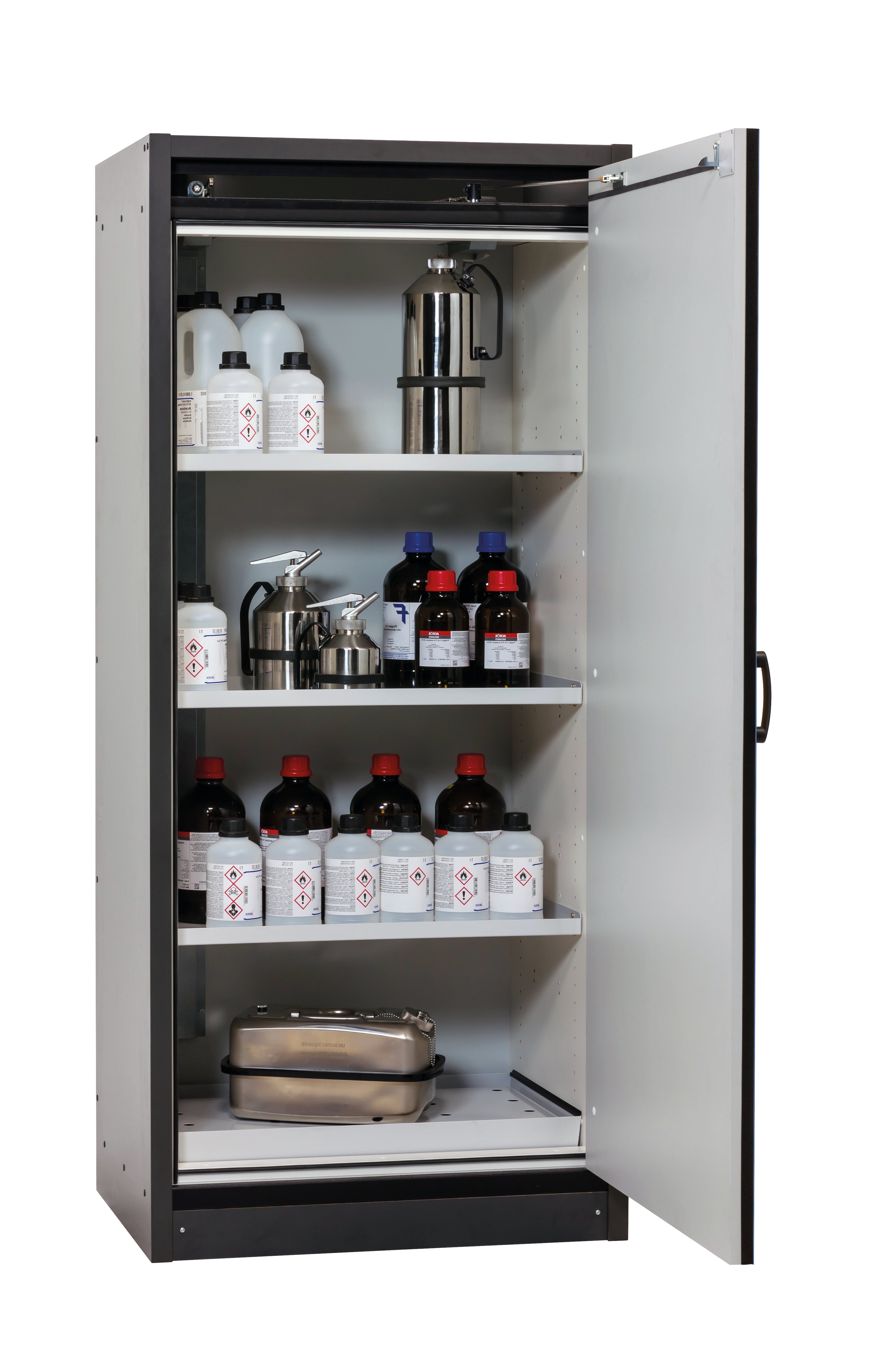 Armoire de sécurité type 30 Q-CLASSIC-30 modèle Q30.195.086.WDR en bleu gentiane RAL 5010 avec 3x étagères standard (tôle d'acier)