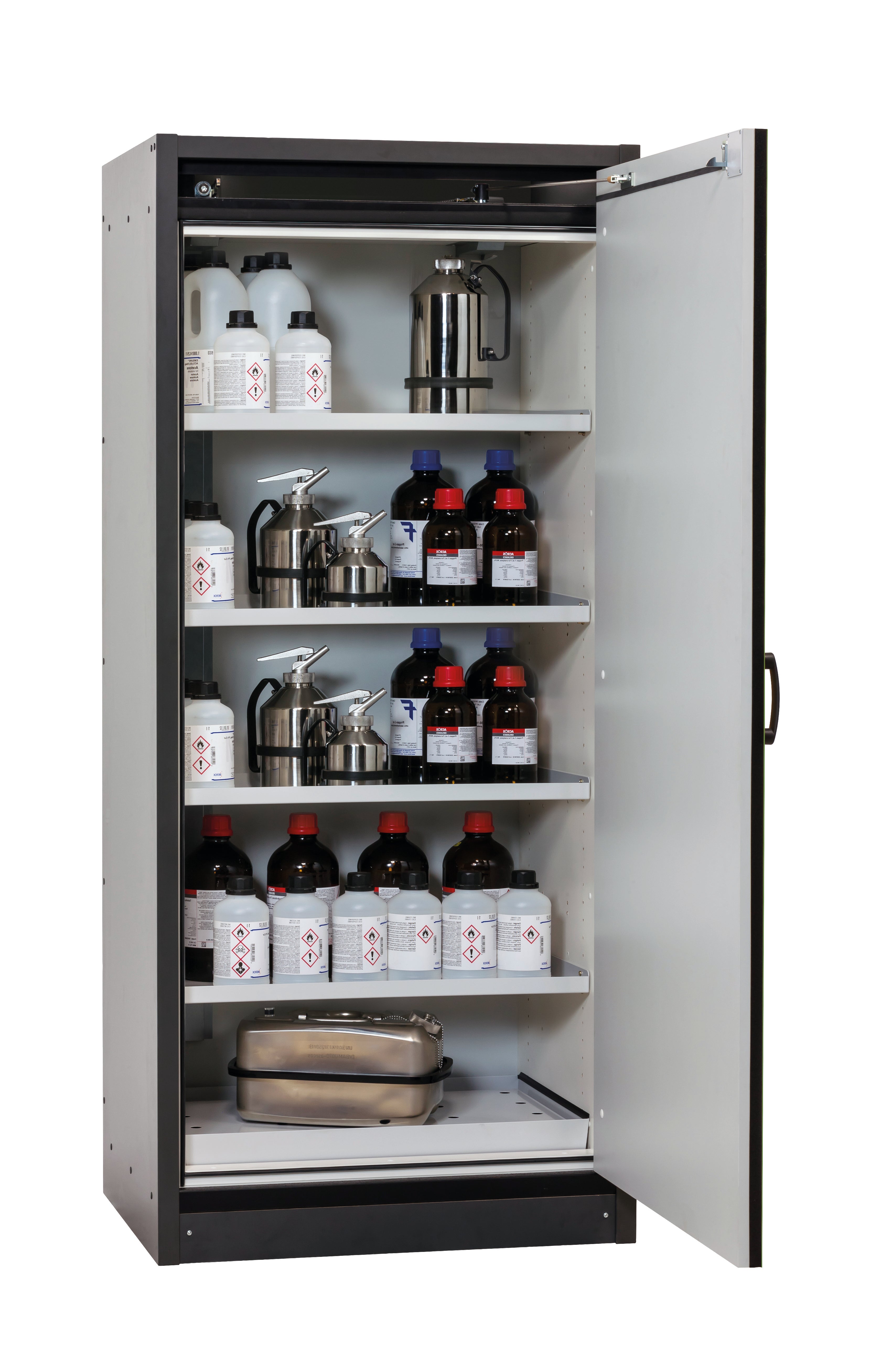 Armoire de sécurité type 30 Q-CLASSIC-30 modèle Q30.195.086.WDR en vert réséda RAL 6011 avec 4x étagères standard (tôle d'acier)