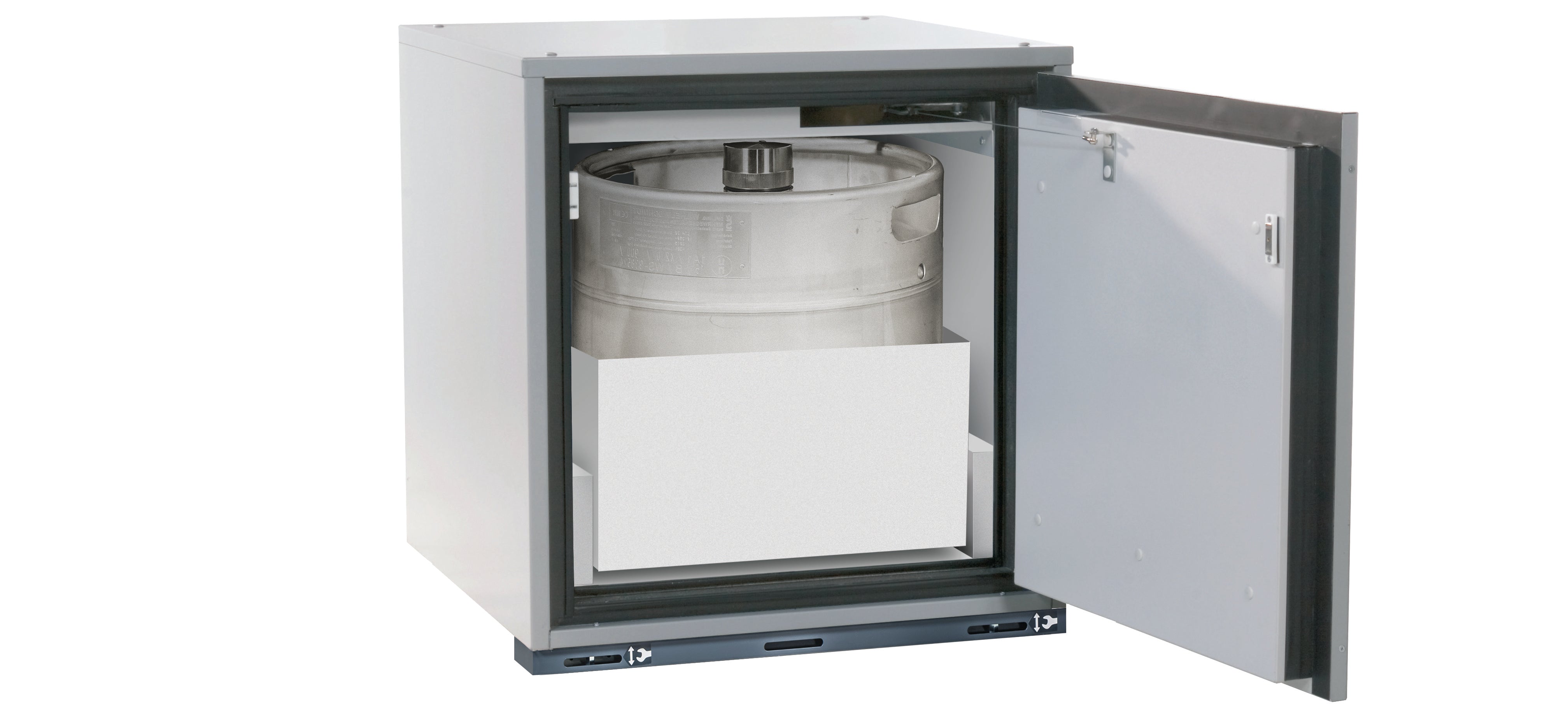Typ 90 Sicherheitsunterbauschrank UB-T-90 Modell UB90.060.059.UL.TR in lichtgrau RAL 7035 mit 1x Auszugswanne STAWA-R max. Innenhöhe (Stahlblech)
