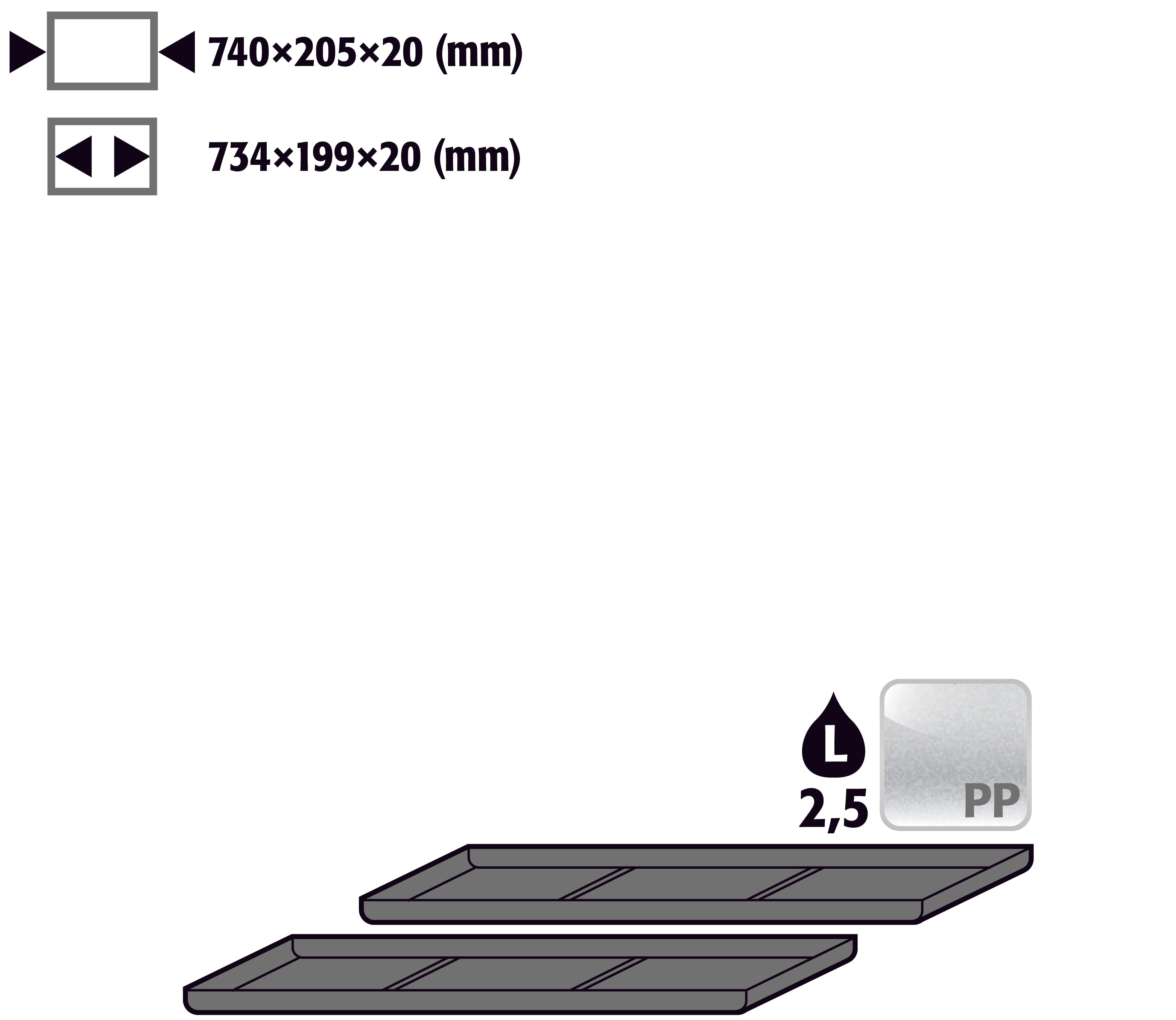 Surbac avec deuxième niveau de tiroir (VE 1, équipement recommandé 2 pièces) (volume: 2,50 litres), polyéthylène brut