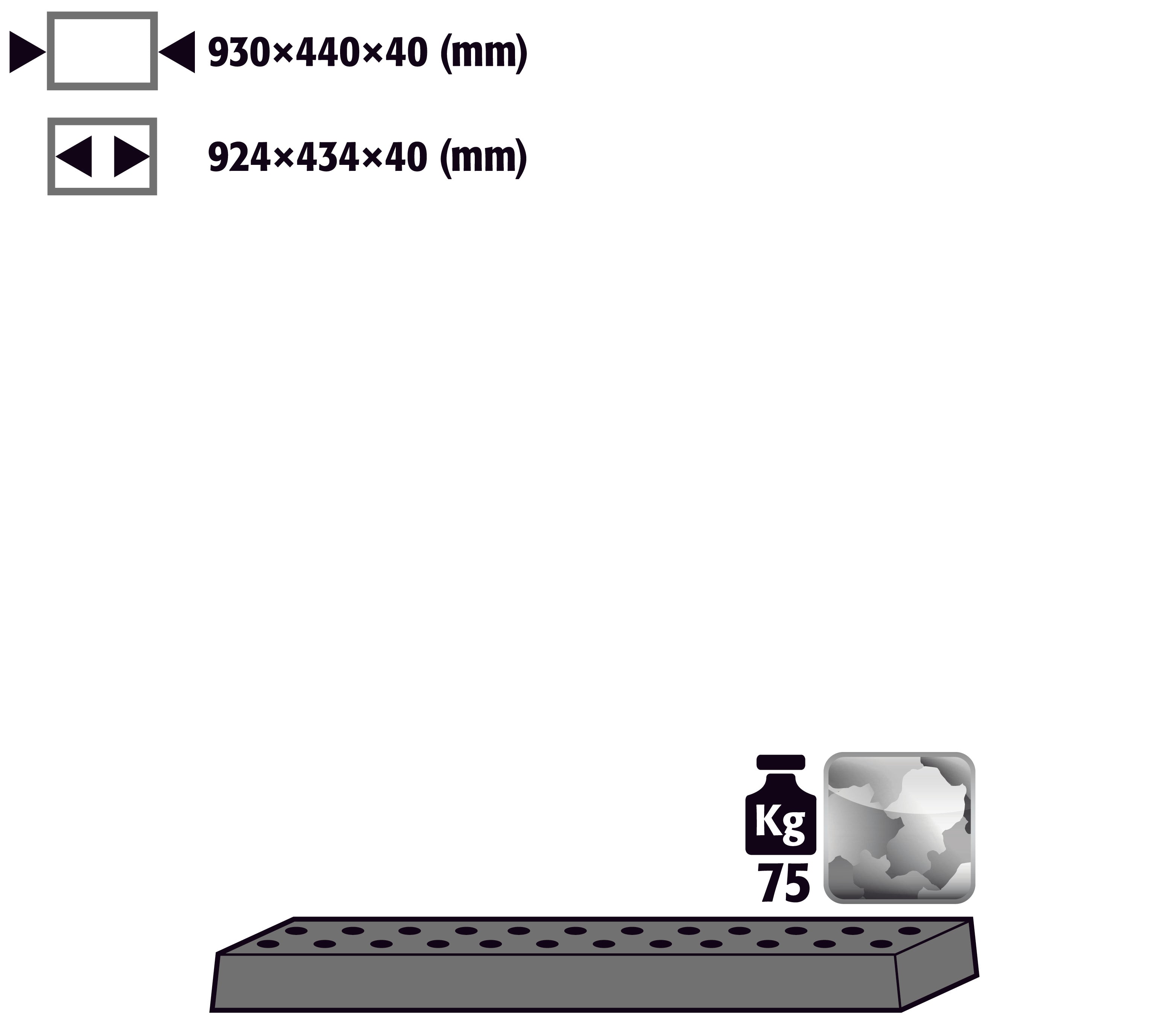 Tôle perforée standard pour modèle(s): E, EP, EM avec largeur 950 mm, tôle d'acier galvanisé