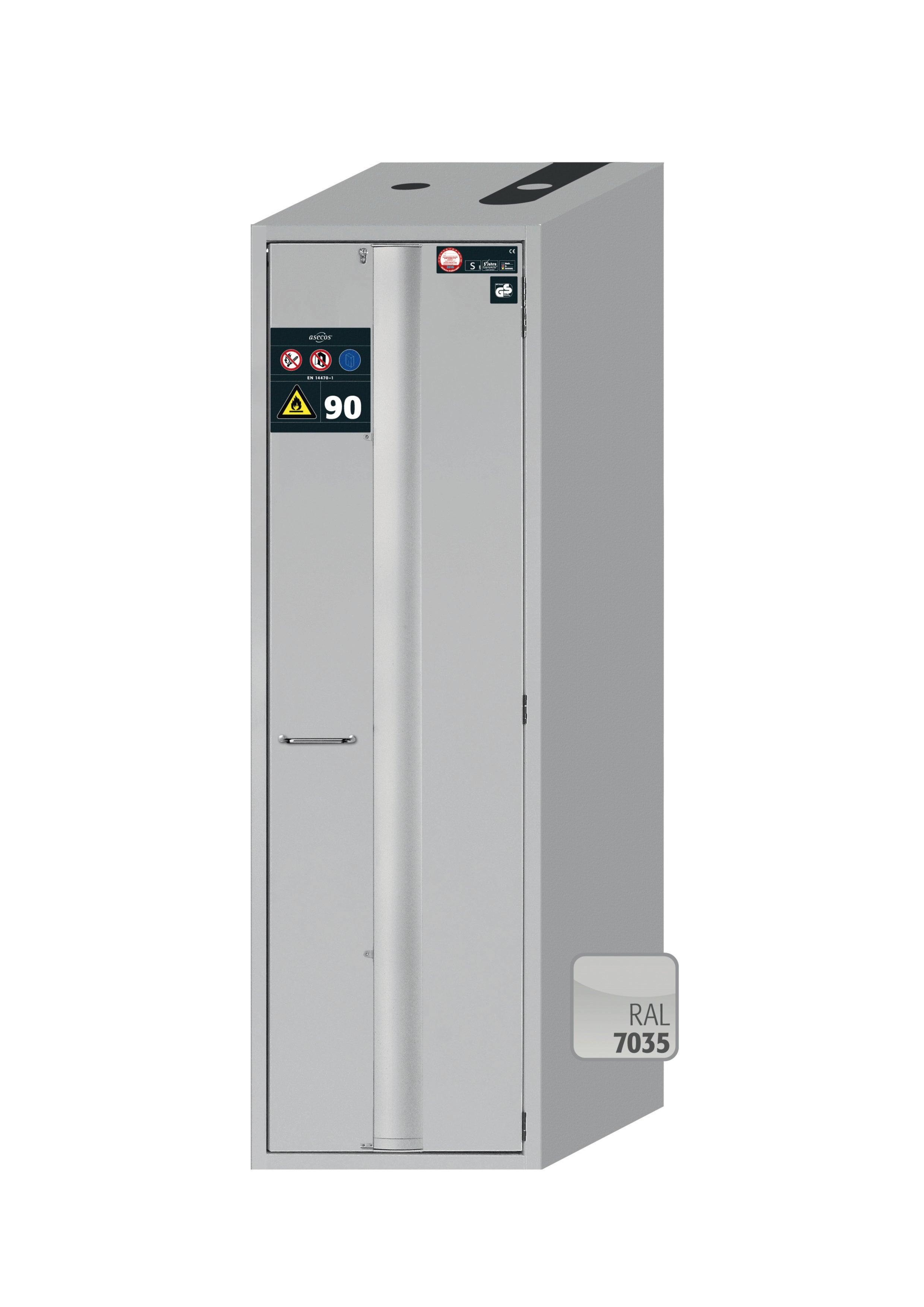 Typ 90 Sicherheitsschrank S-PHOENIX Vol.2-90 Modell S90.196.060.075.FDACR in lichtgrau RAL 7035 mit 4x Auszugswanne Standard (Edelstahl 1.4301)
