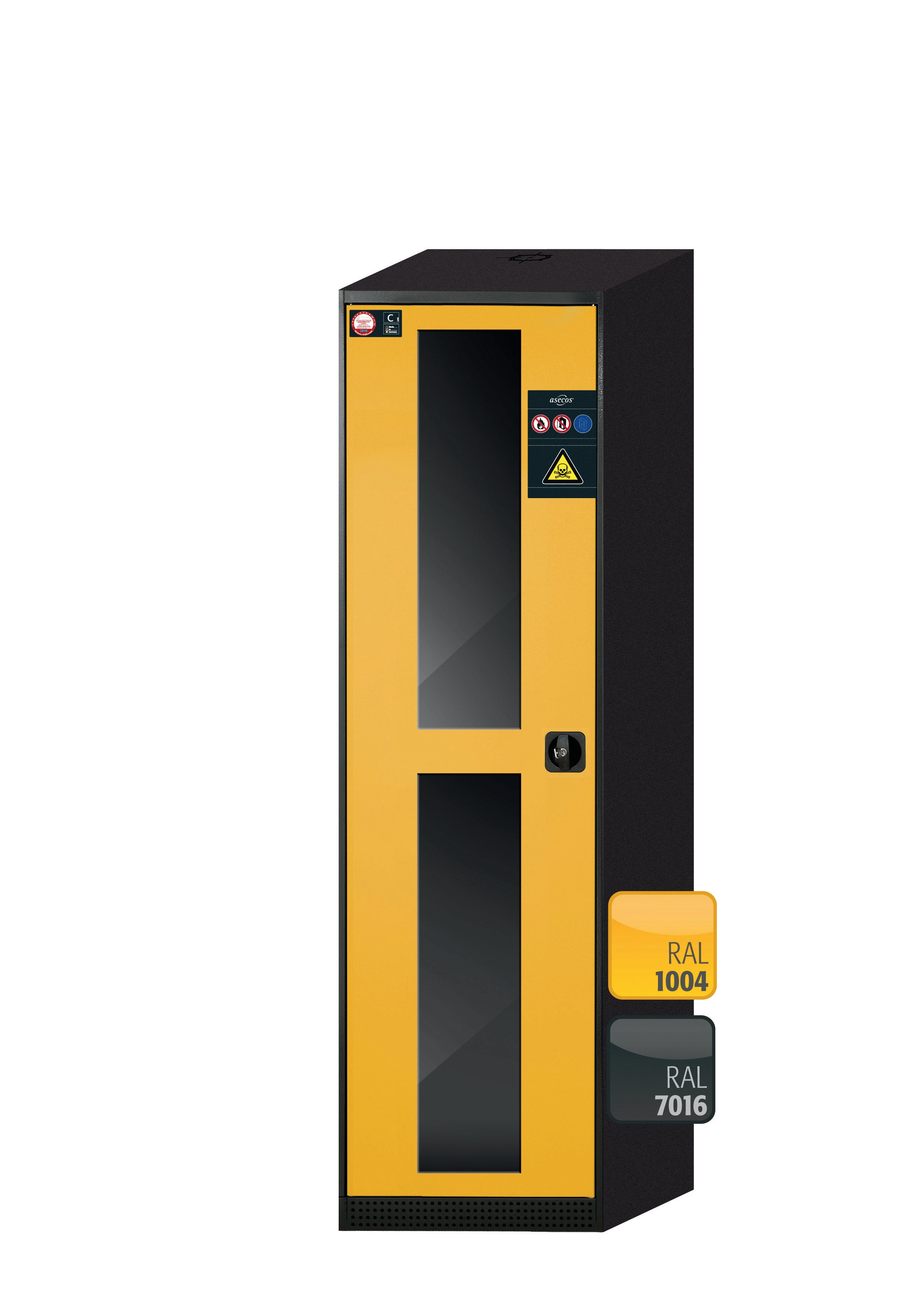 Chemical cabinet CS-CLASSIC-G model CS.195.054.WDFW in safety yellow RAL 1004 with 3x standard shelves (sheet steel)