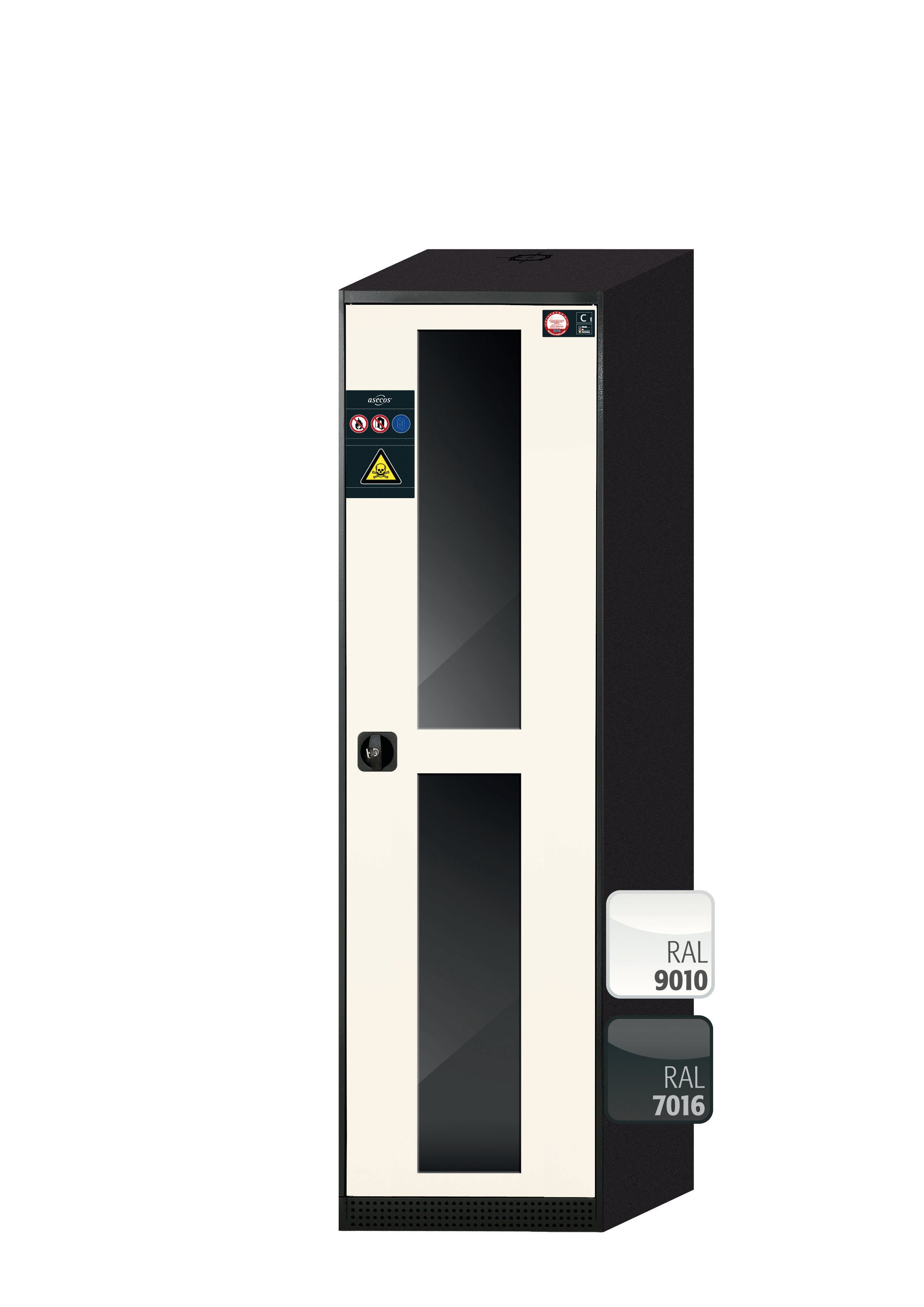 Chemical cabinet CS-CLASSIC-G model CS.195.054.WDFWR in pure white RAL 9010 with 3x standard shelves (sheet steel)