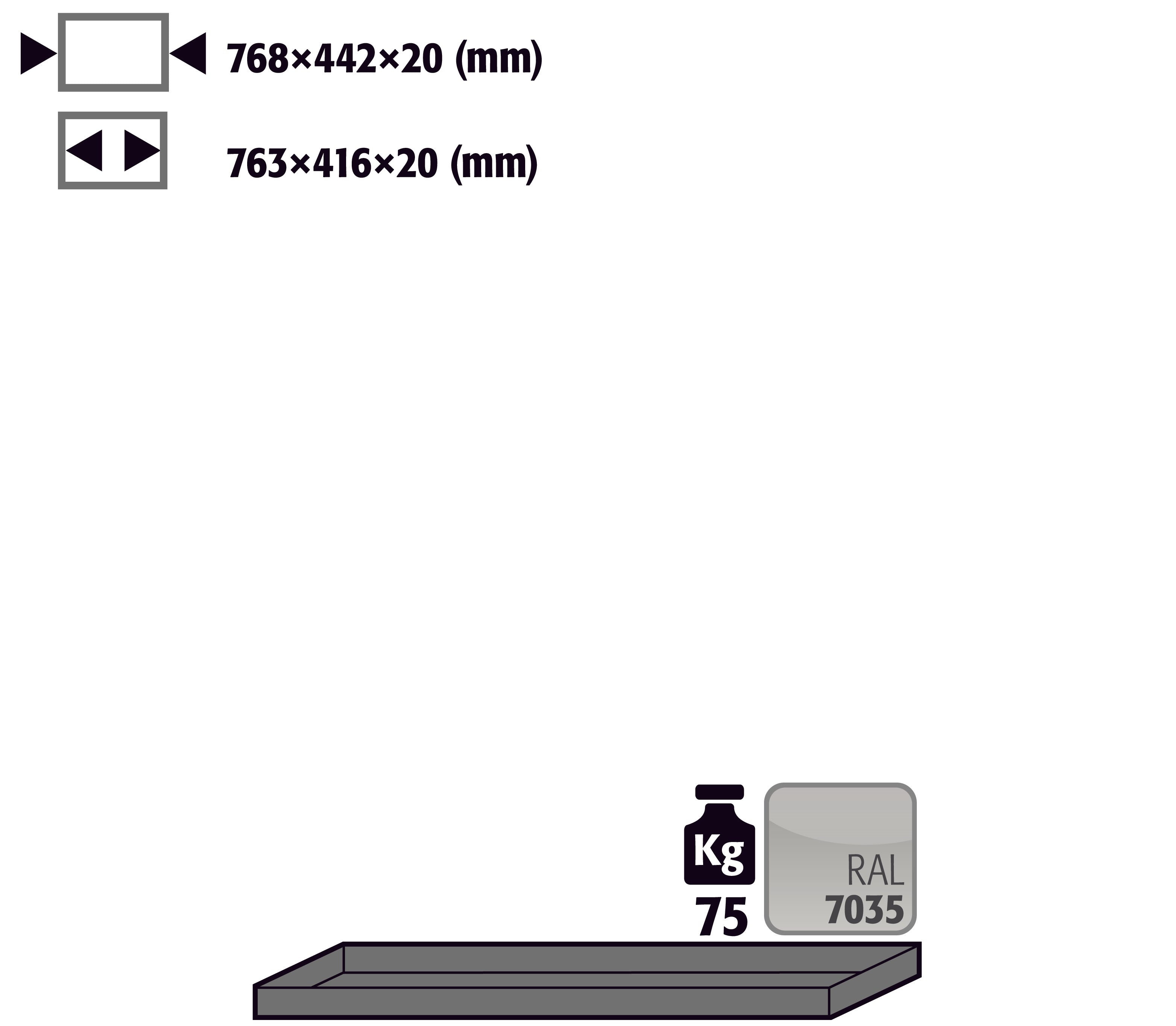 Étagère standard pour modèle(s): UB90 avec largeur 890/1400 mm, tôle d'acier revêtement par poudre lisse
