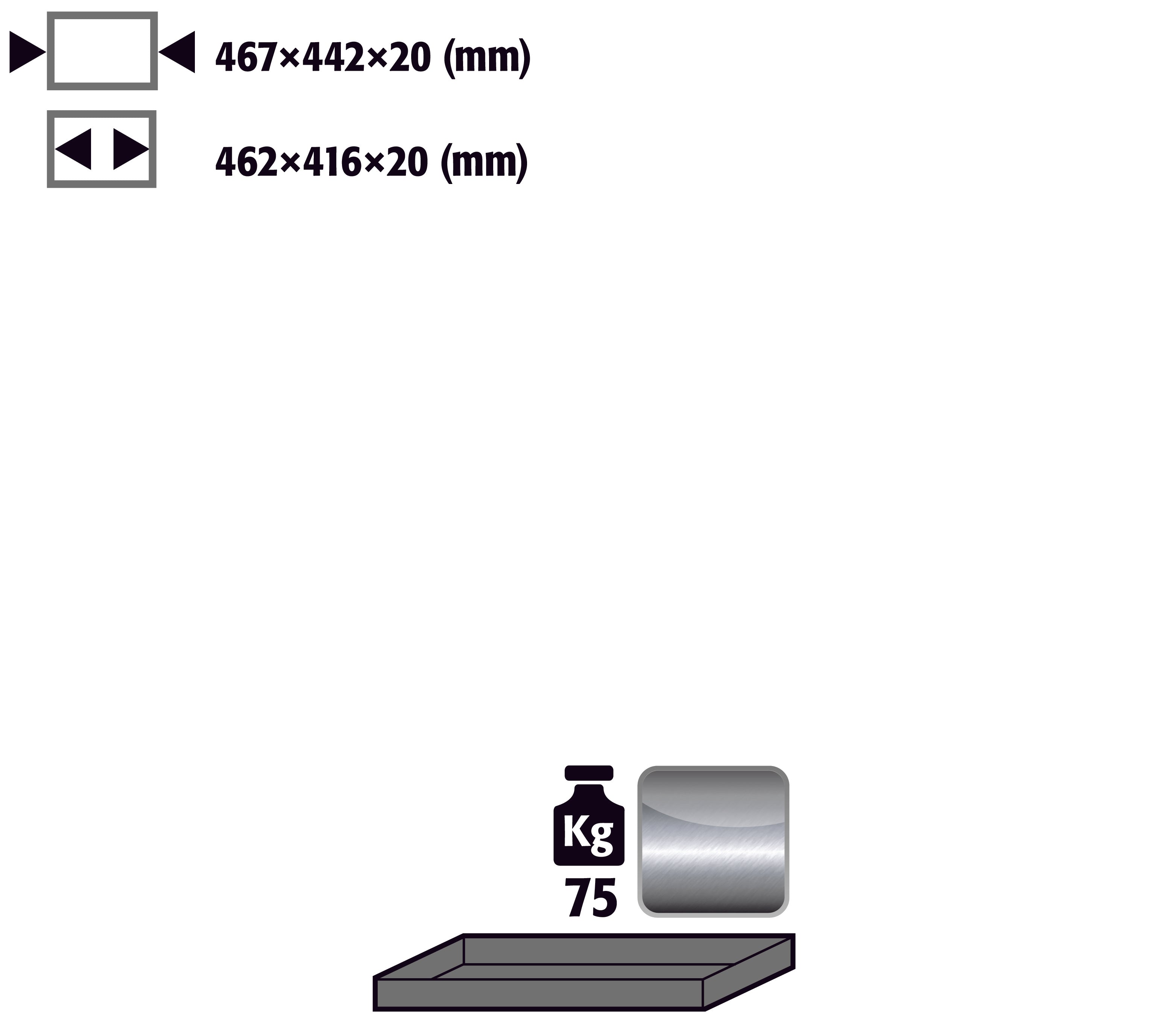 Étagère standard pour modèle(s): UB90 avec largeur 590/1100 mm, acier inoxydable 1.4301 brut
