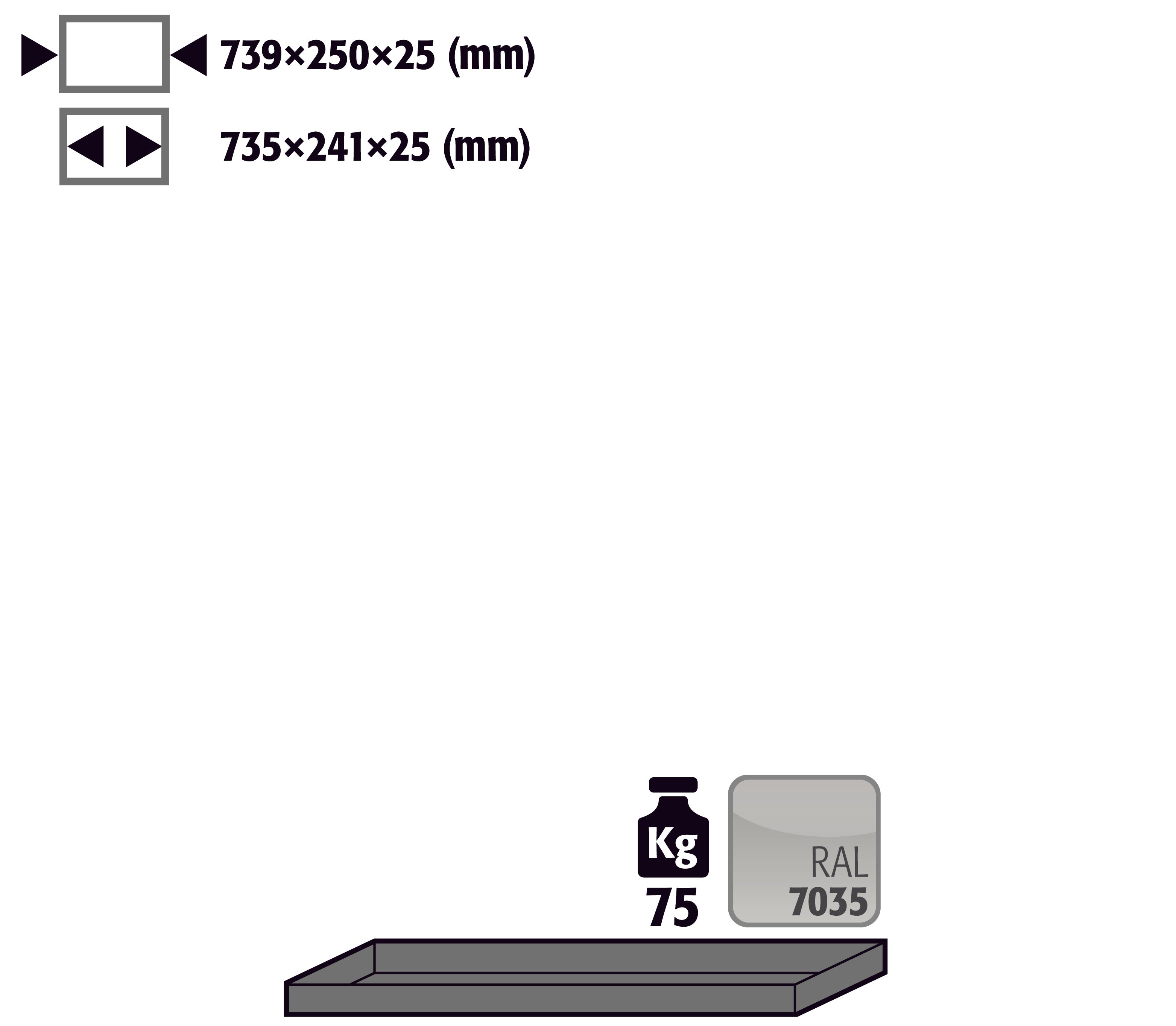 Étagère standard pour modèle(s): G90 avec une largeur de 900 mm, tôle d'acier revêtement par poudre lisse